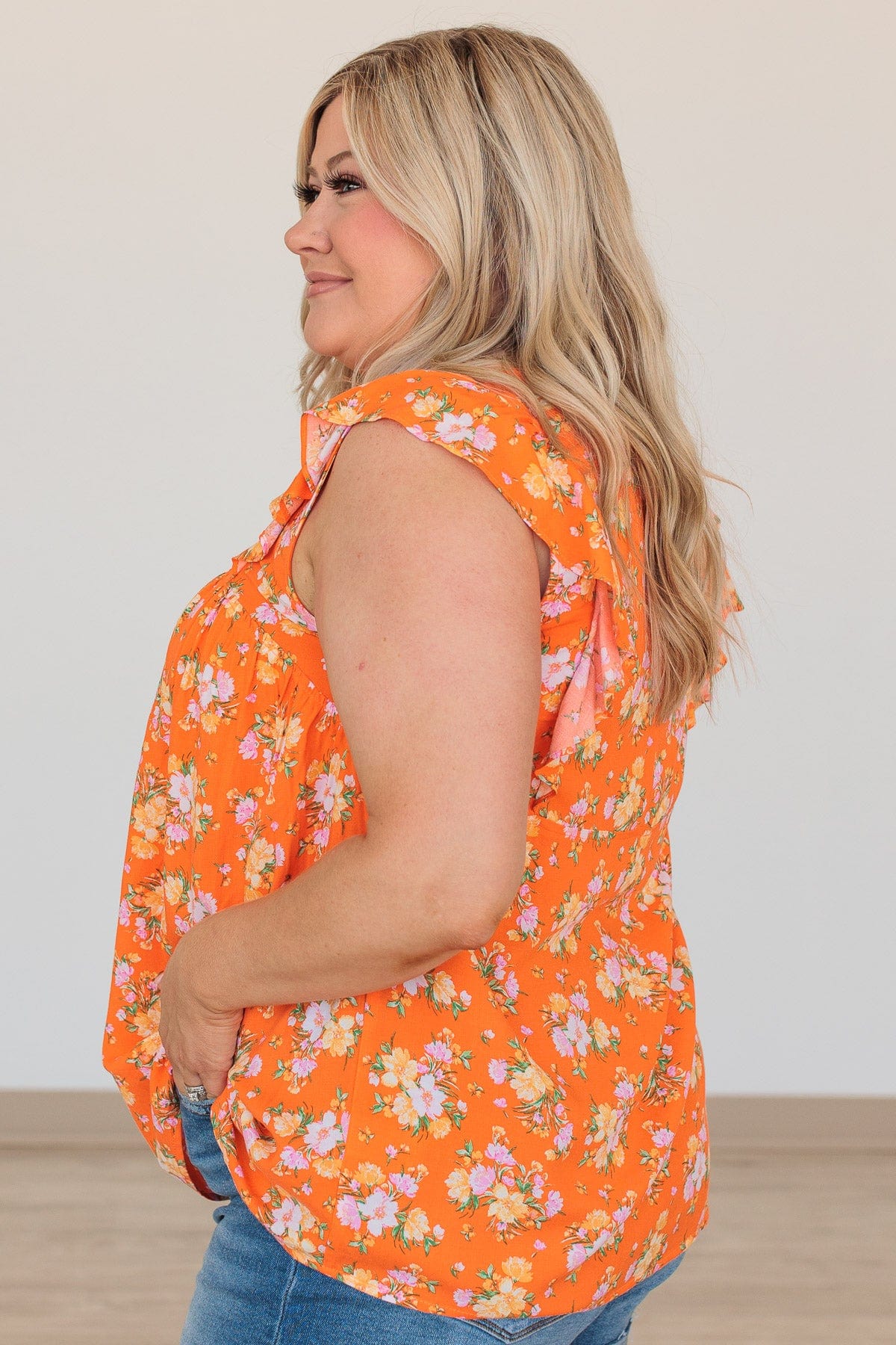 When We Last Spoke Floral Top- Orange - Image 8