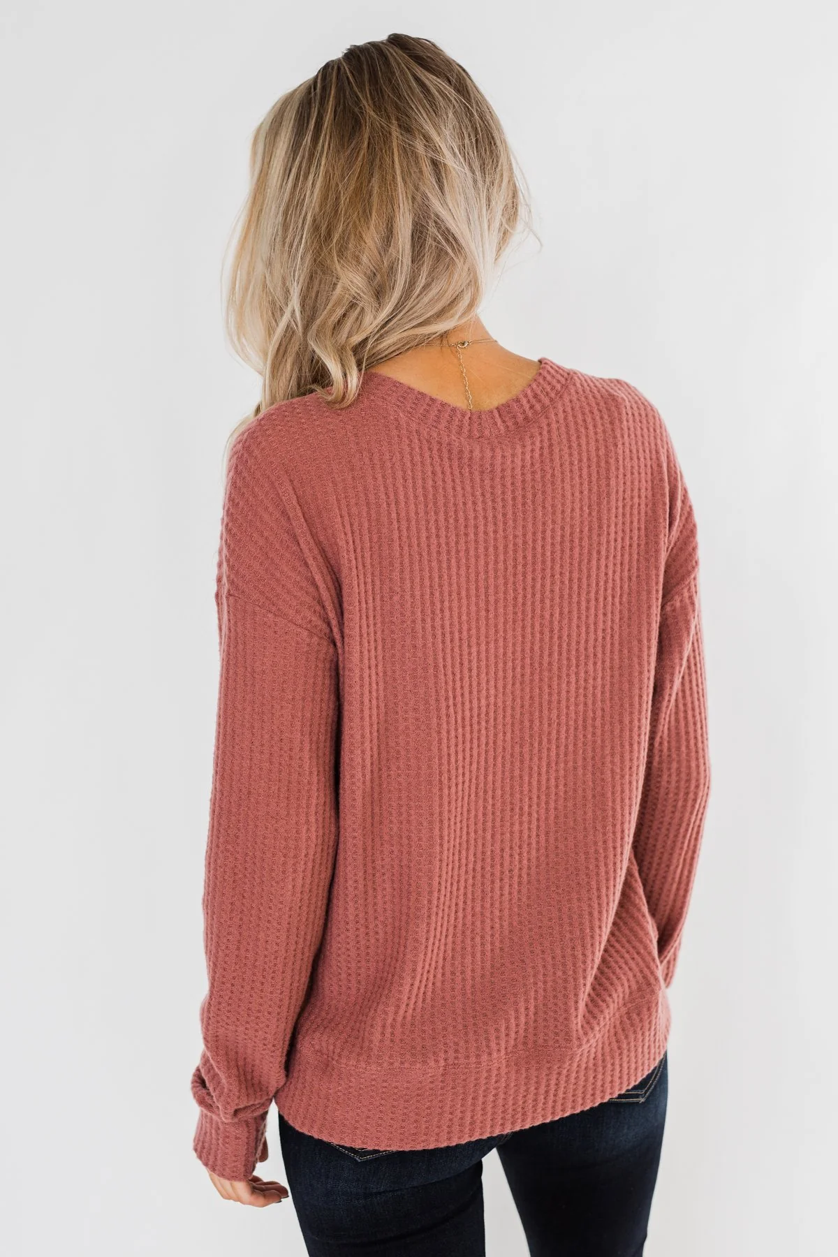 When We're Together Waffle Knit Top- Dusty Rose - Image 10
