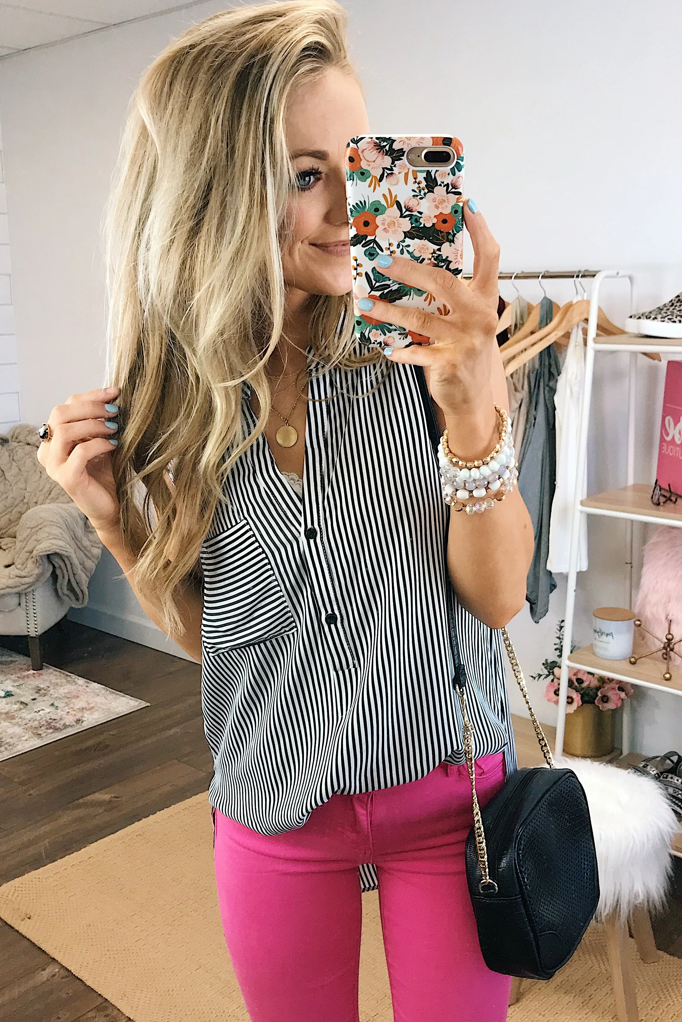 When You Smile Striped Tank Top- Black & White - Image 11