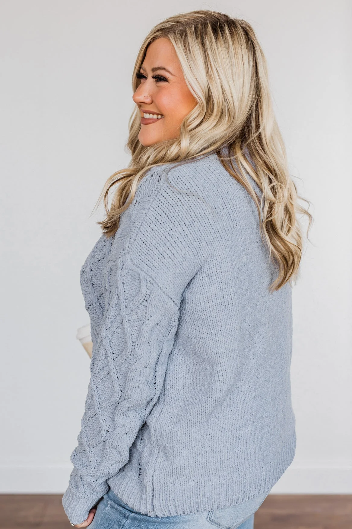 Where Life Leads Chenille Knit Sweater- Blue - Image 6