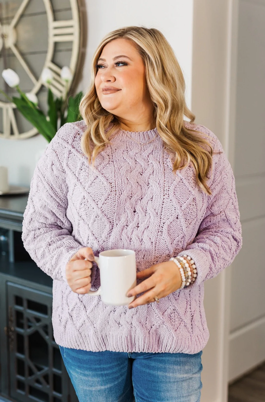 Where Life Leads Chenille Knit Sweater- Lilac - Image 3