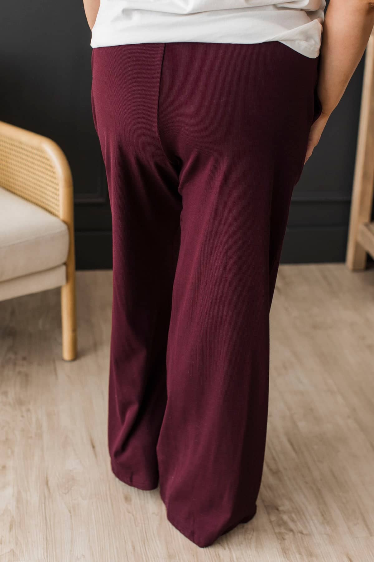 Where To Next Wide Leg Drawstring Pants- Burgundy - Image 6
