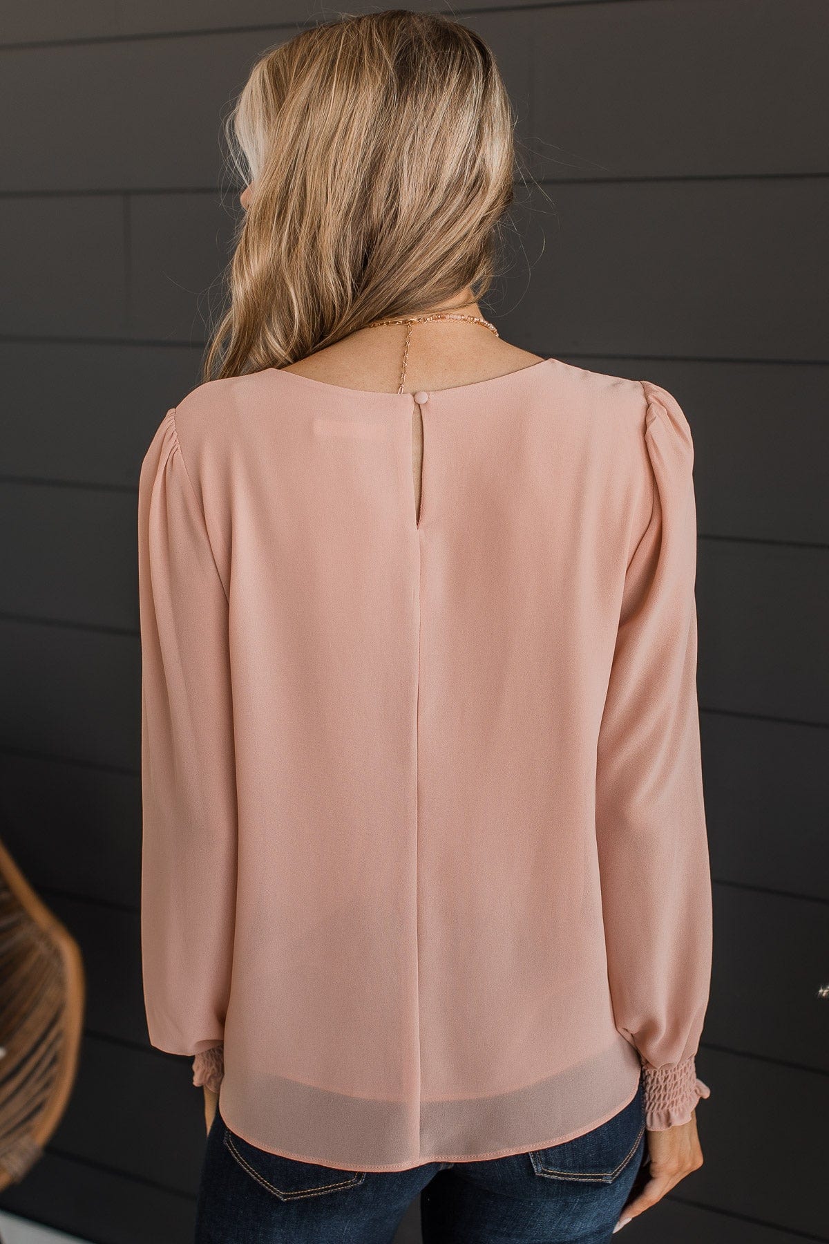 Where We Started Long Sleeve Blouse- Light Peach - Image 7