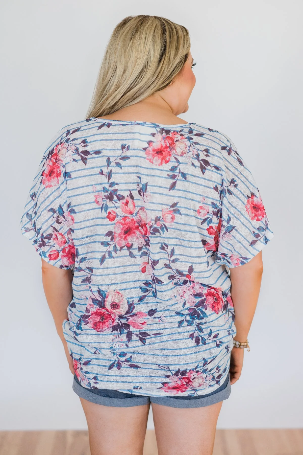 Where You Are Floral Knot Top- Blue - Image 8