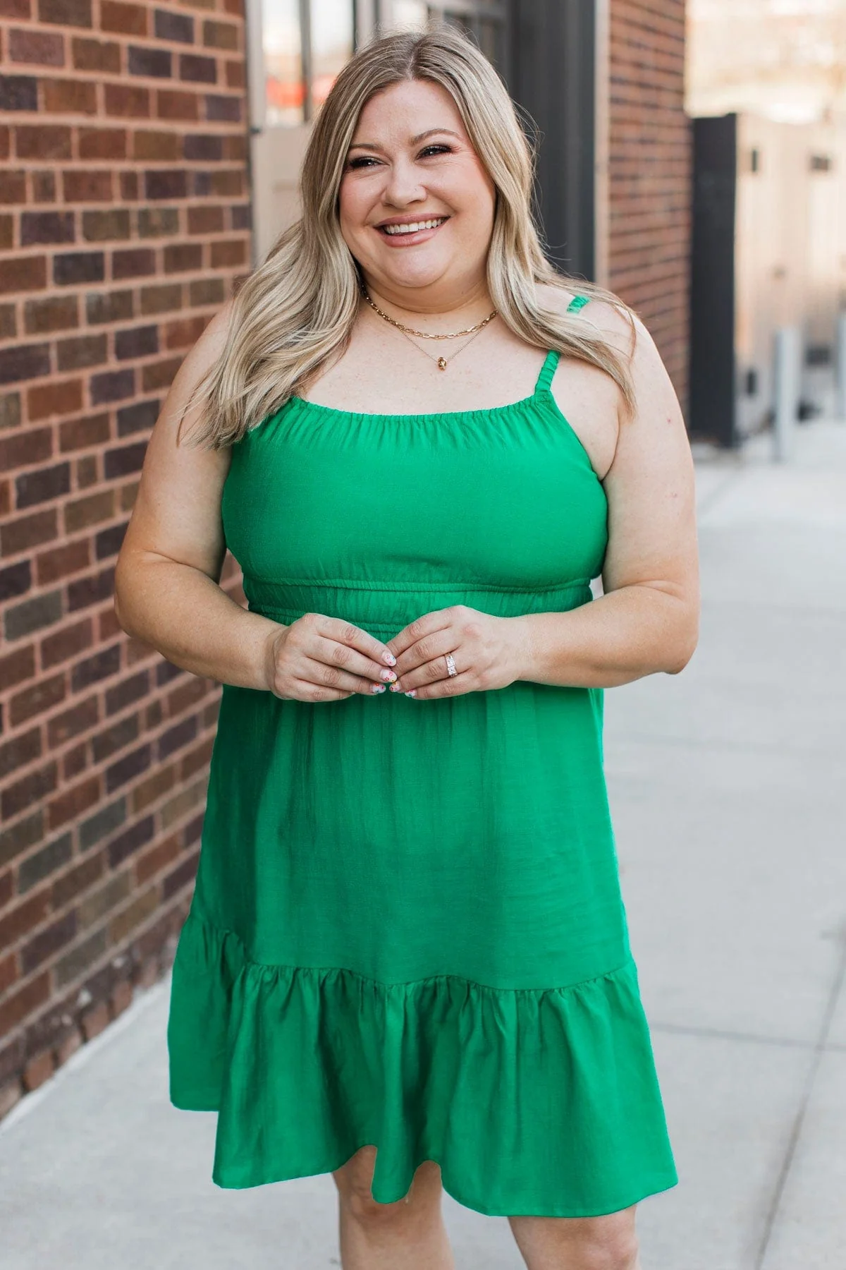 Whimsical Daydreams Mini Dress- Kelly Green - Image 3
