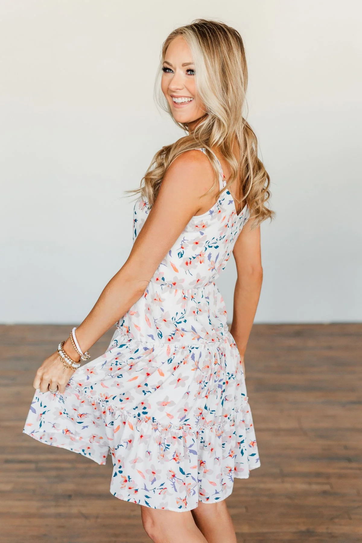 Whisk Me Away Sleeveless Floral Dress- Ivory - Image 6