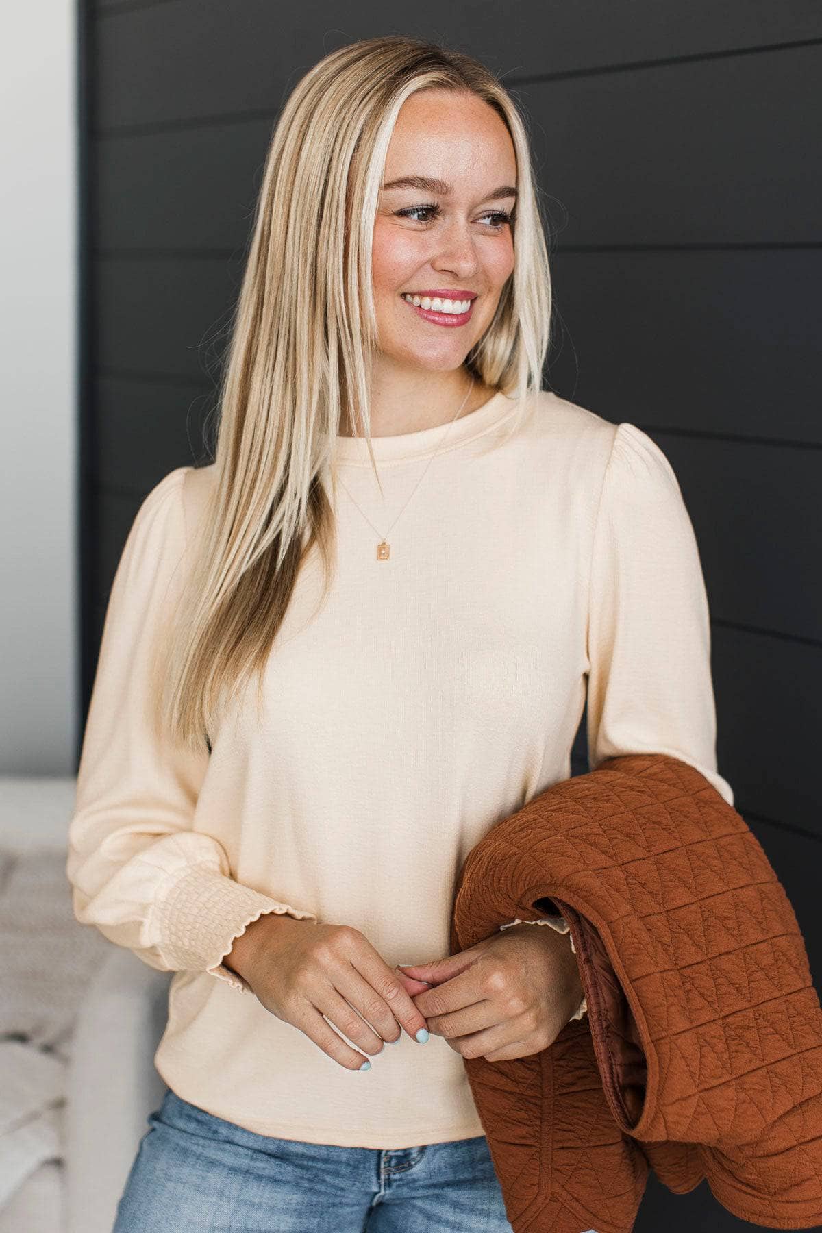Whispers Of Joy Puff Sleeve Top- Ivory - Image 3