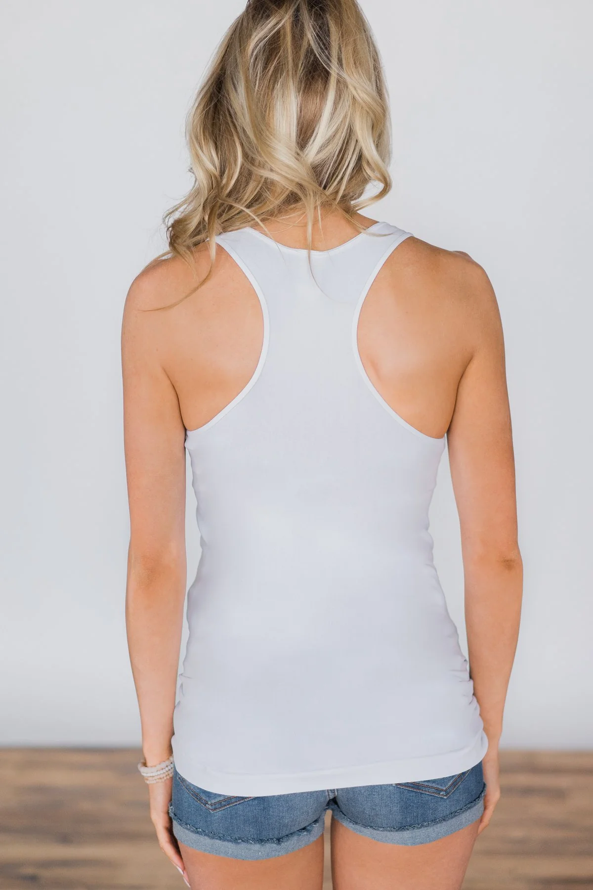 White Racerback Layering Tank Top - Image 4