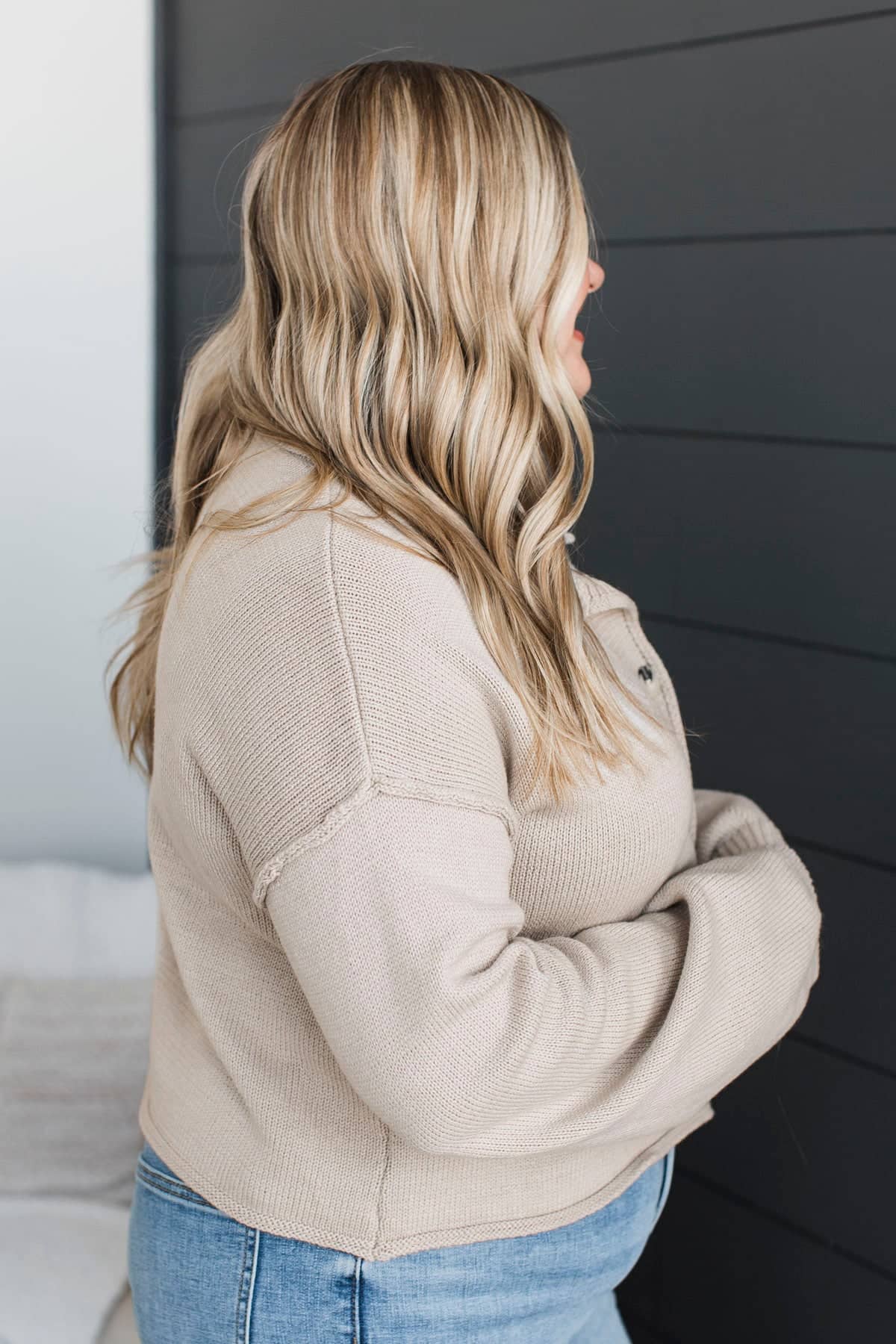 Whole New Outlook Button Cardigan- Taupe - Image 6