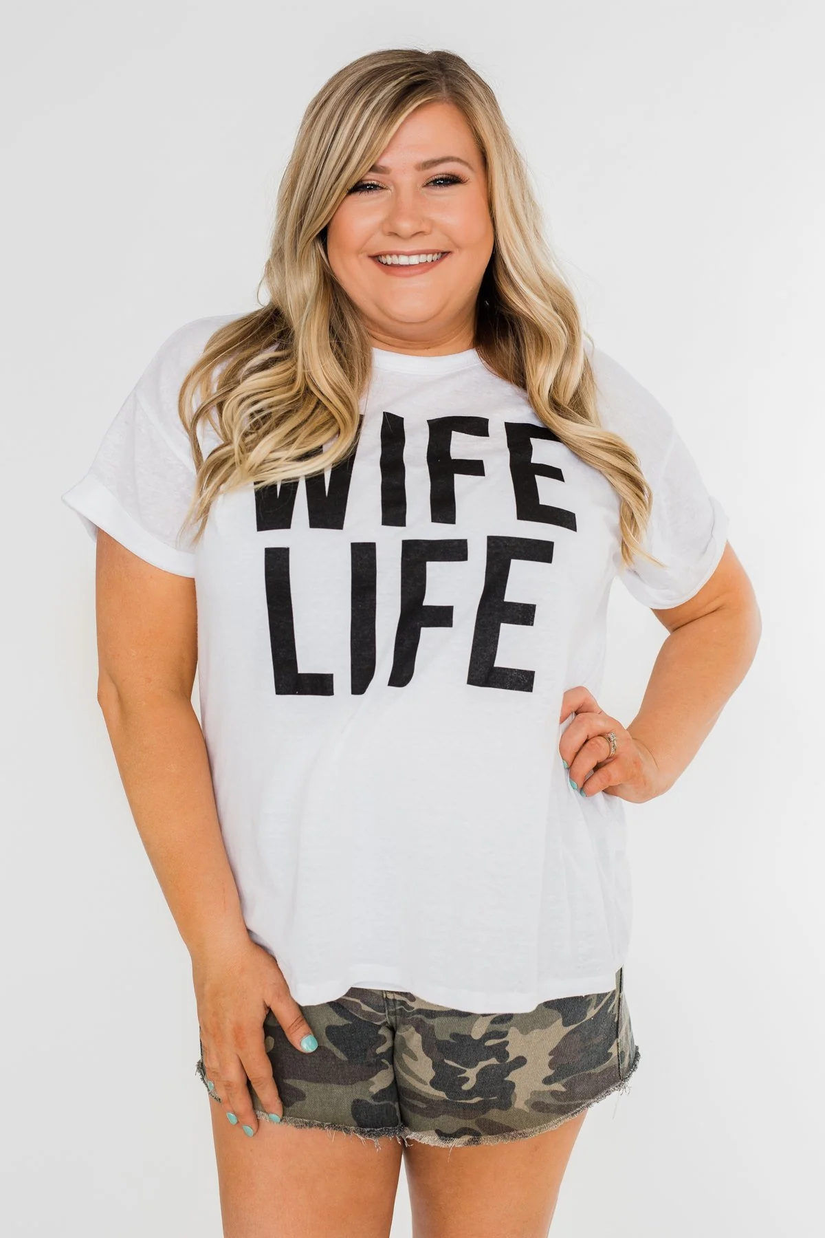 "Wife Life" Short Sleeve Top- White - Image 2