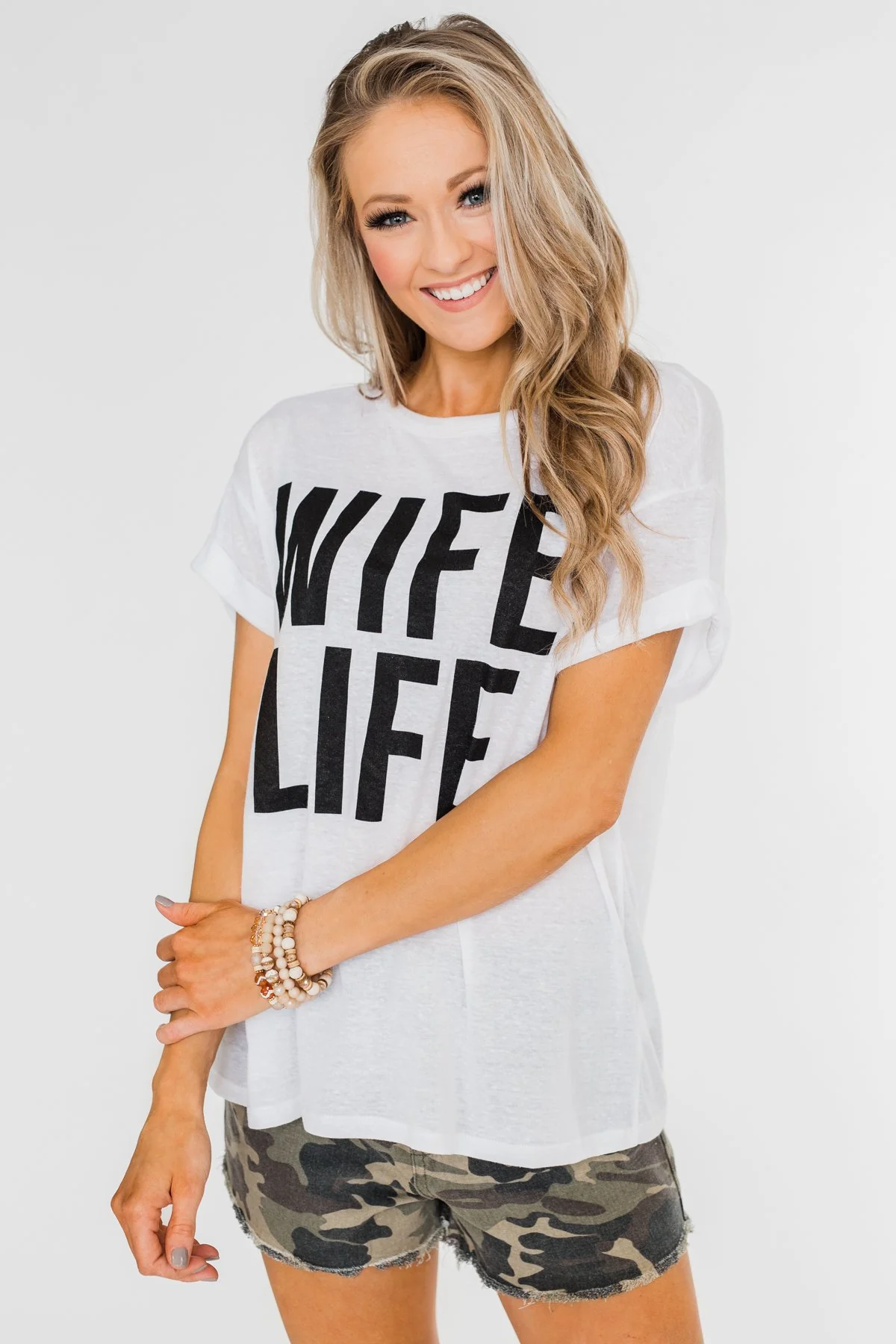 "Wife Life" Short Sleeve Top- White - Image 8