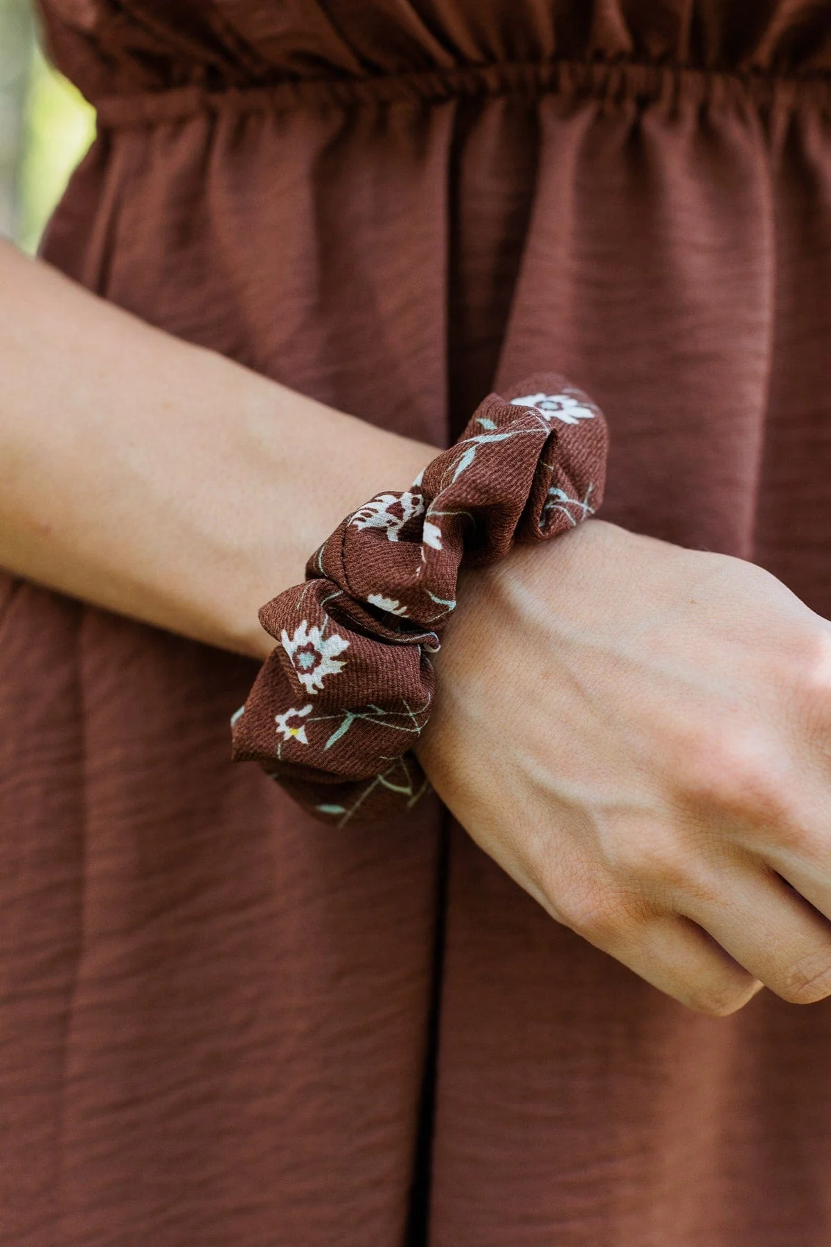 Wild Hair, Don't Care Scrunchie- Brown Floral