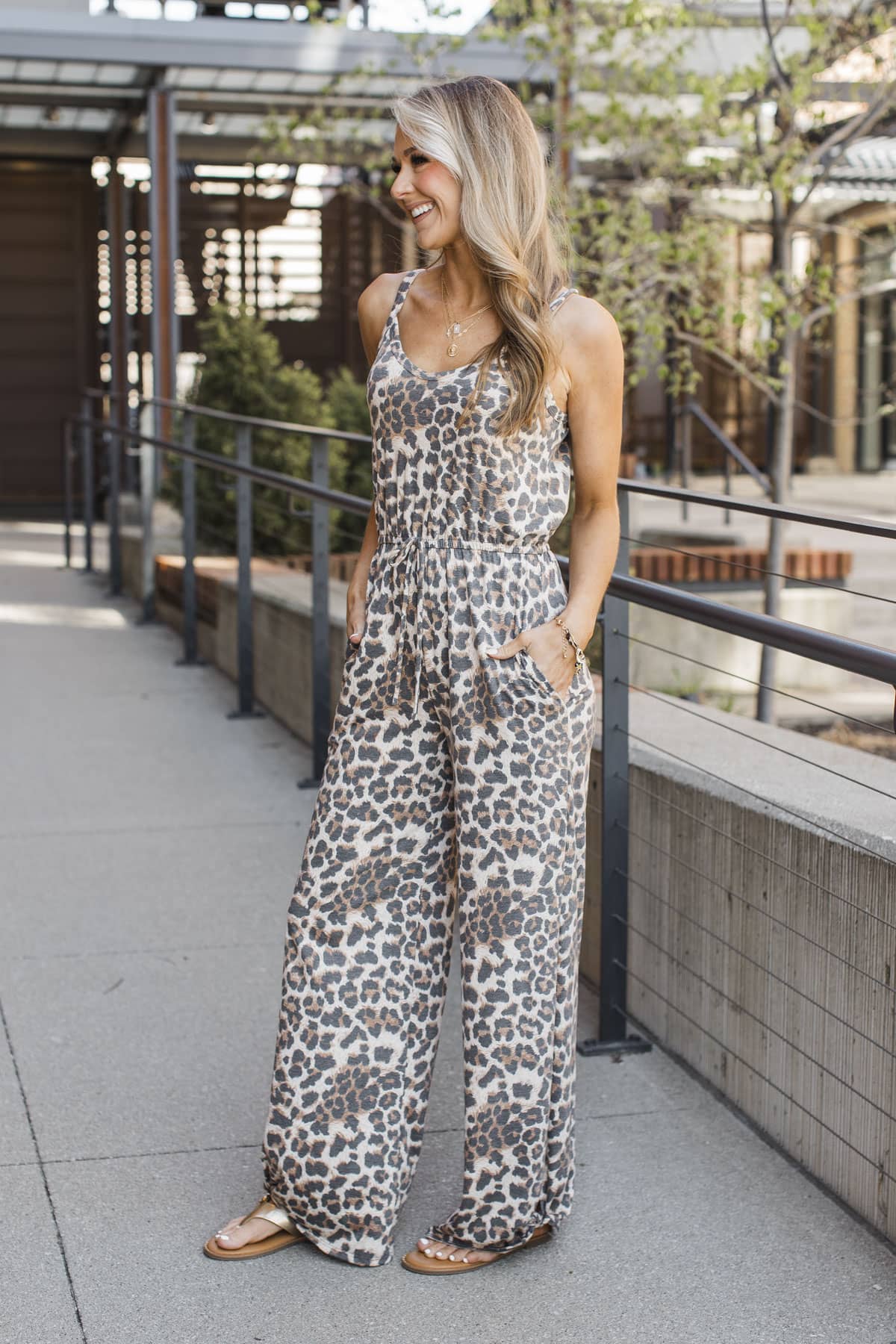 Wild Horizon V-Neck Cami Jumpsuit- Leopard - Image 6