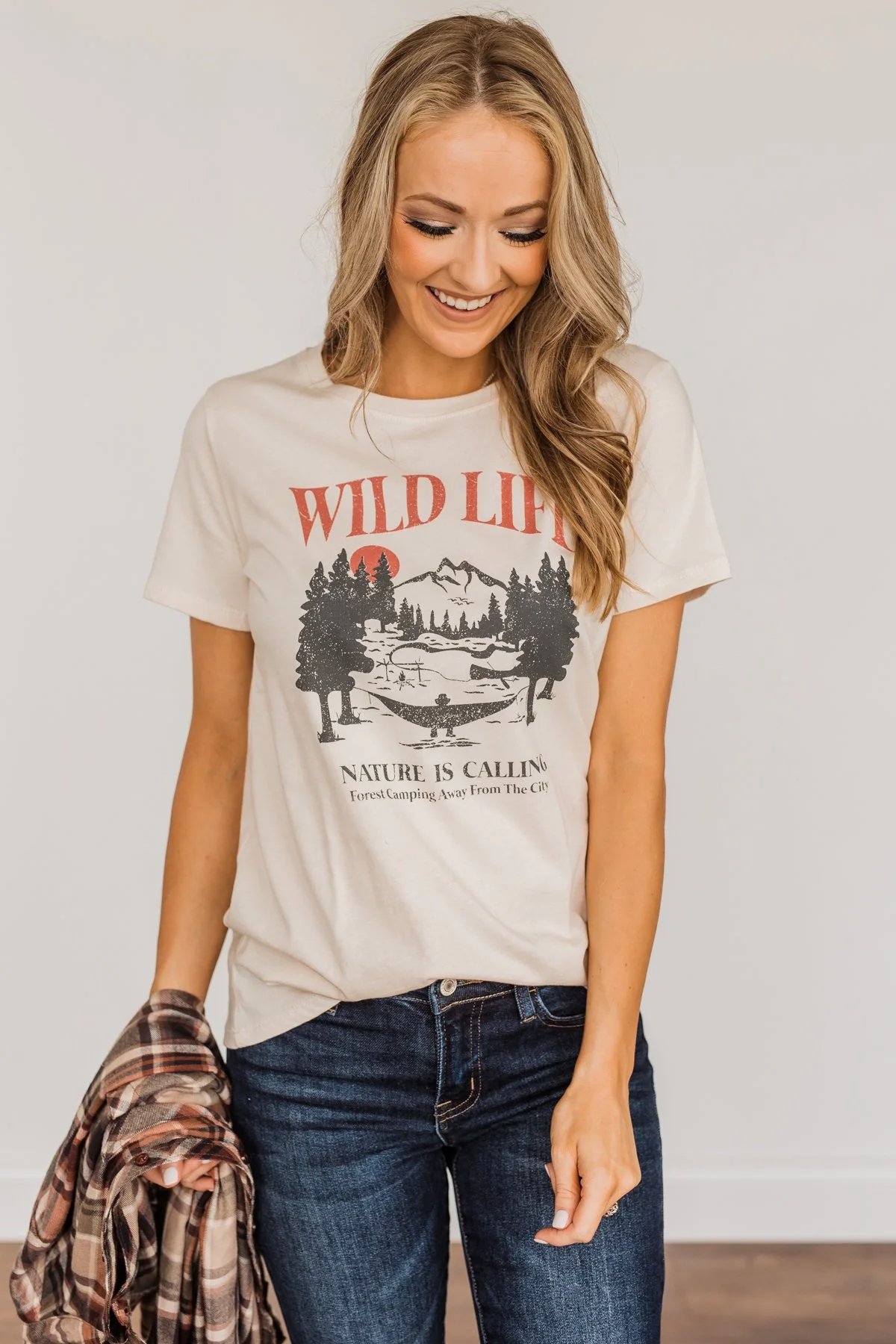 "Wild Life. Nature Is Calling" Graphic Tee- Cream - Image 10