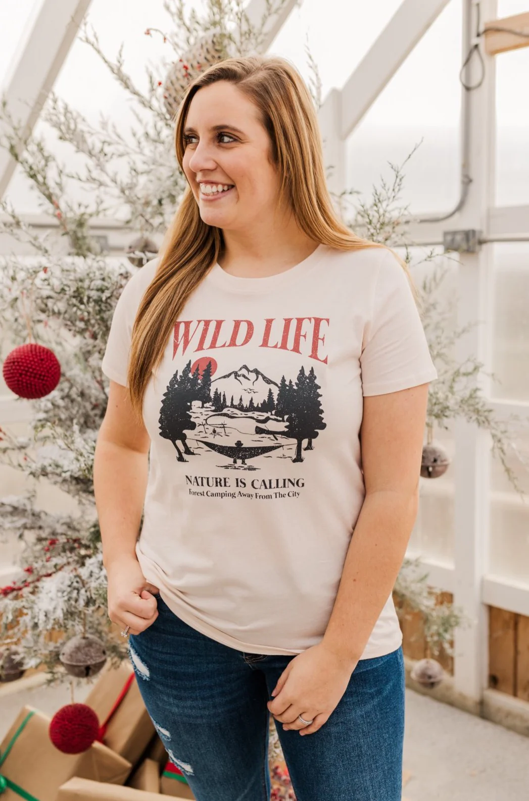 "Wild Life. Nature Is Calling" Graphic Tee- Cream - Image 2
