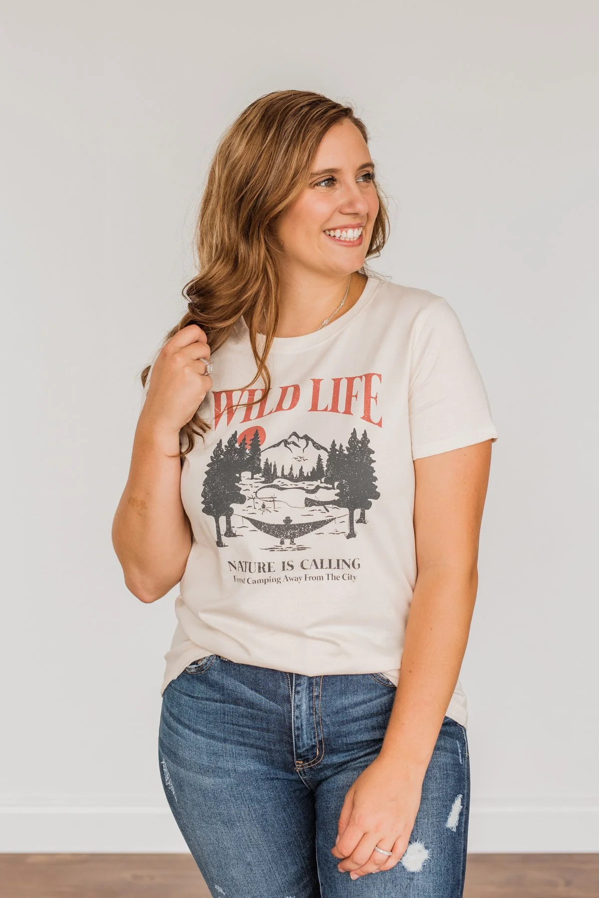 "Wild Life. Nature Is Calling" Graphic Tee- Cream - Image 5