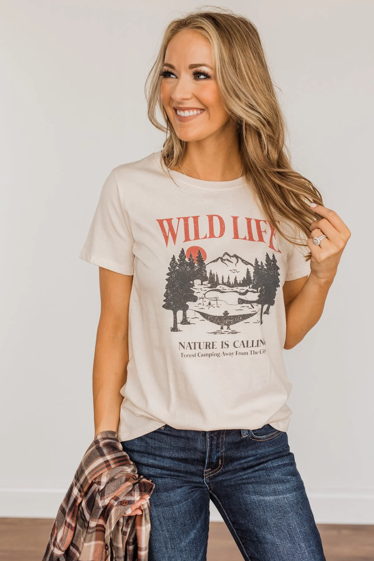 "Wild Life. Nature Is Calling" Graphic Tee- Cream - Image 7