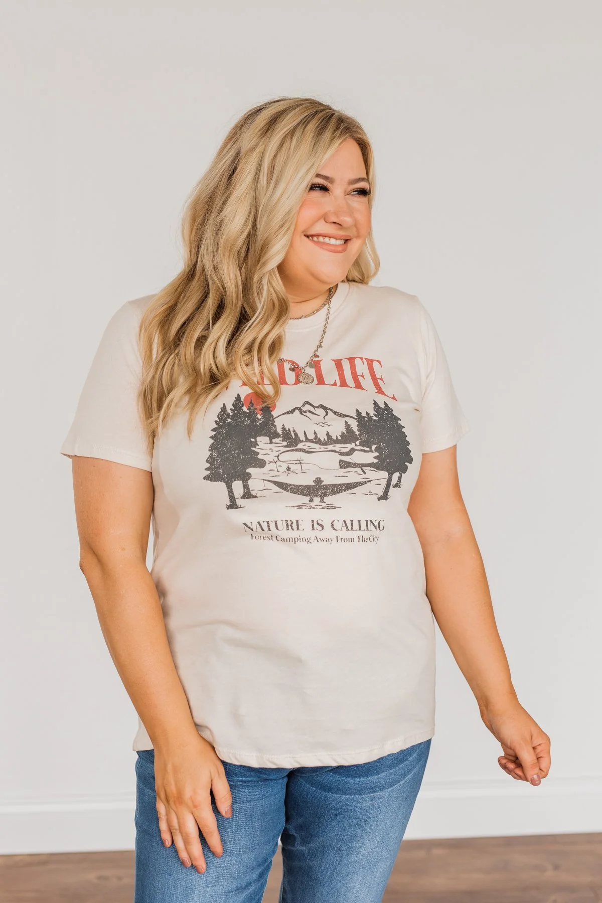 "Wild Life. Nature Is Calling" Graphic Tee- Cream - Image 9