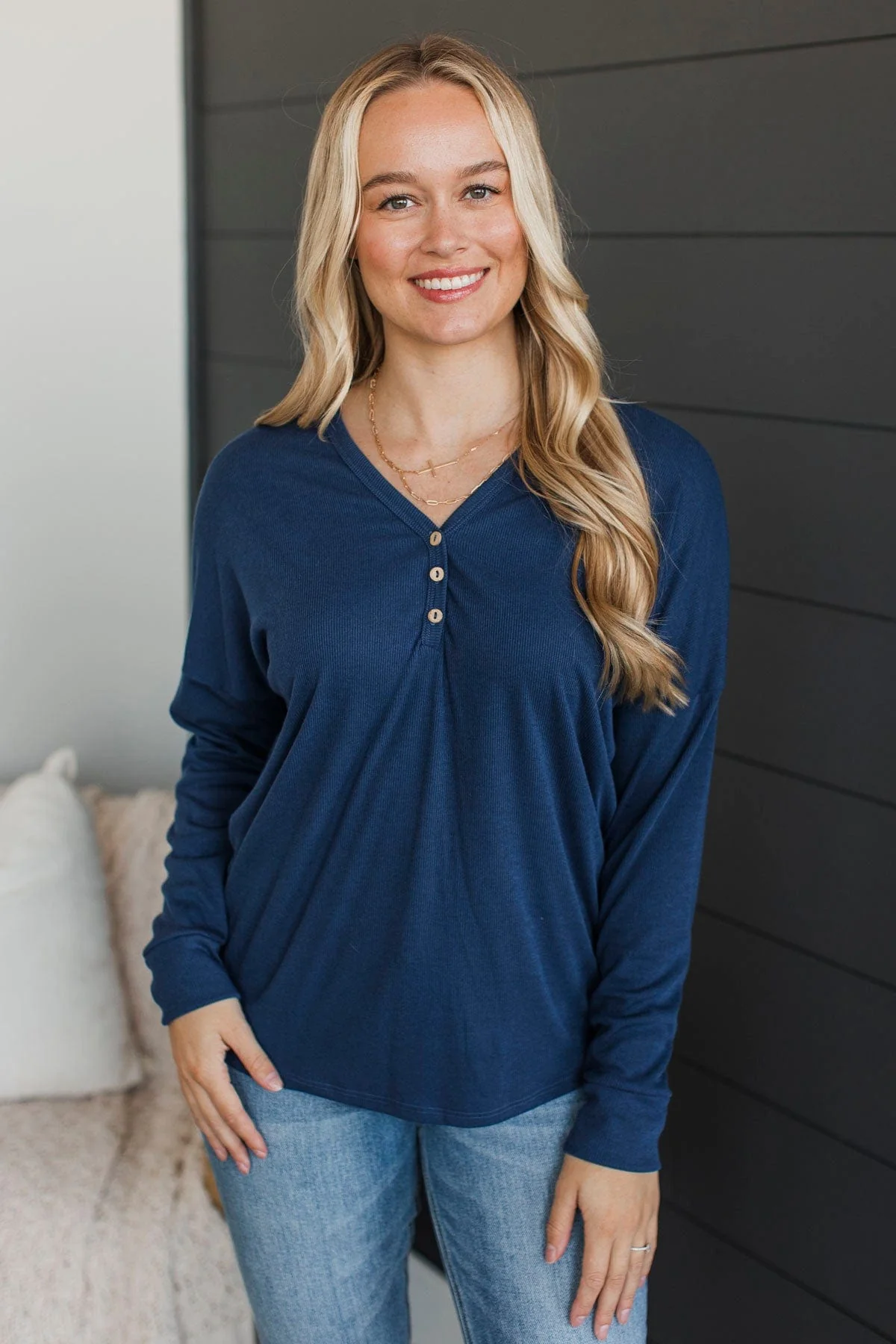 Wild Over You Dolman Sleeve Top- Navy - Image 3