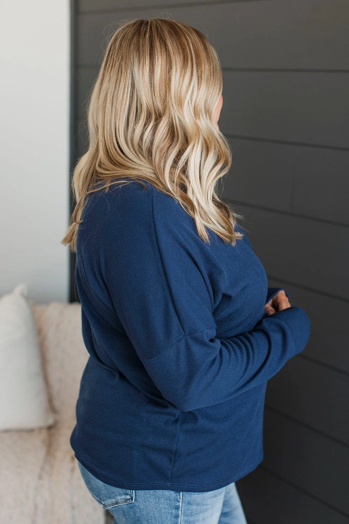 Wild Over You Dolman Sleeve Top- Navy - Image 6
