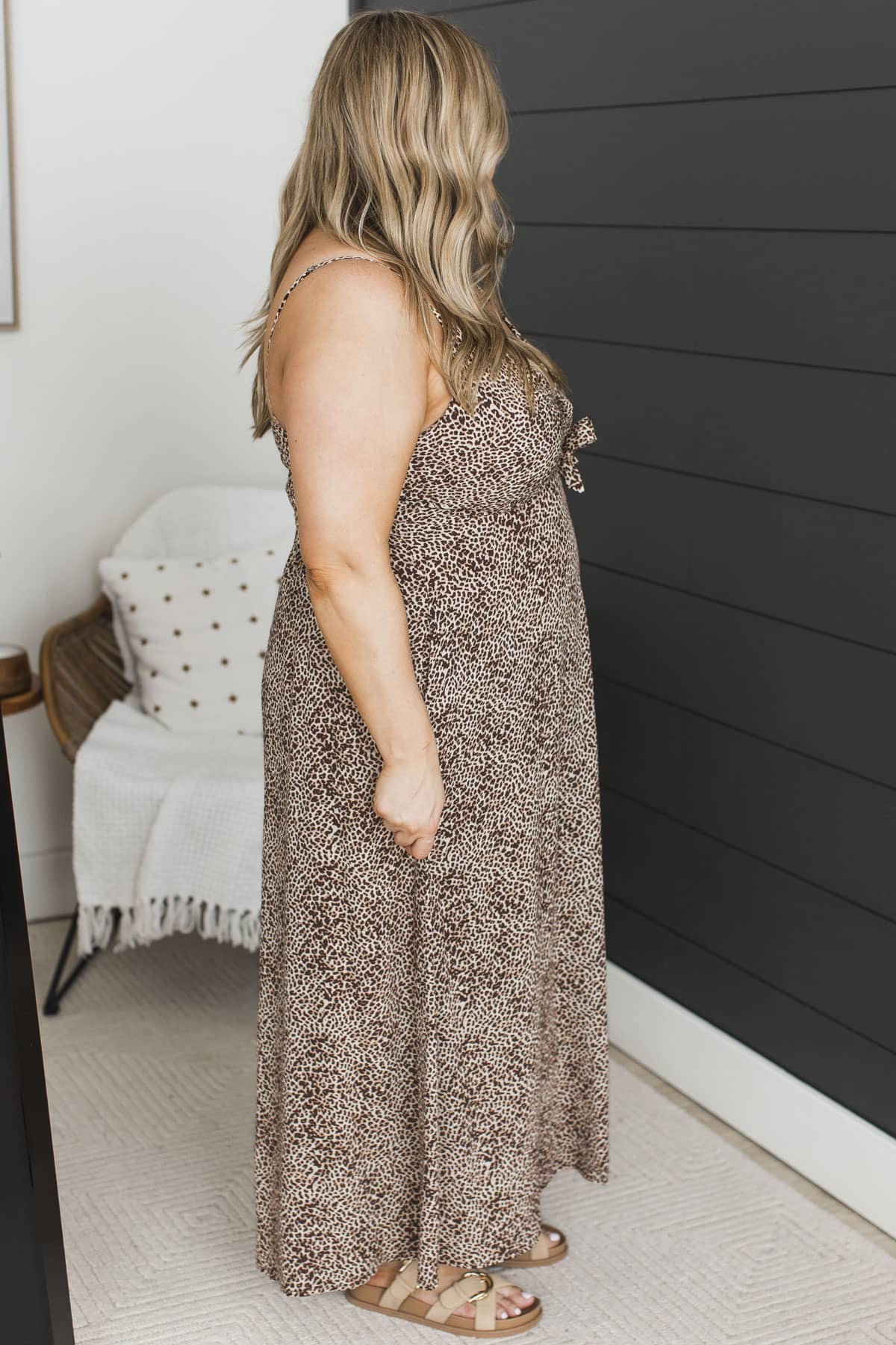Wild Timing Tie Bust Midi Dress- Leopard Print - Image 4