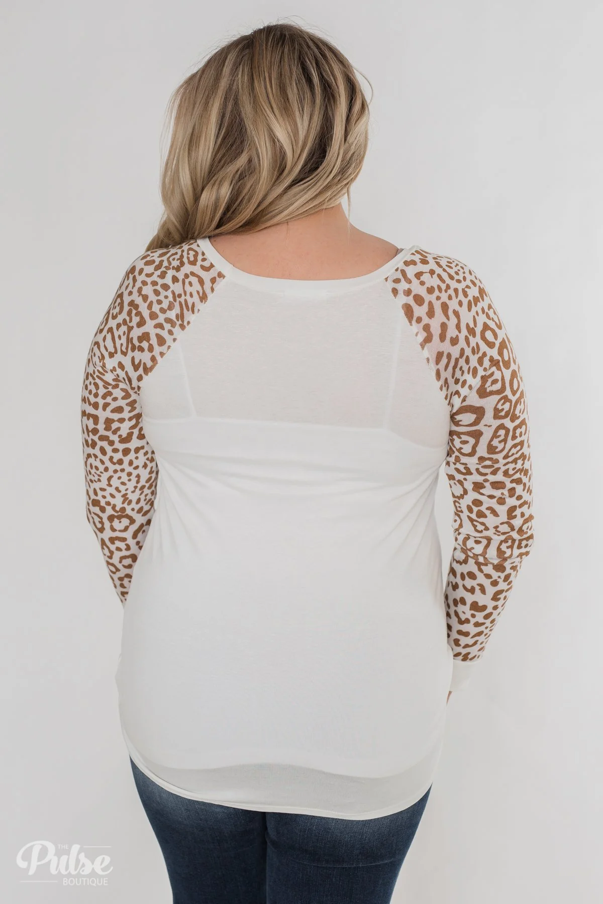 Wildest Dreams Leopard Long Sleeve Top- Ivory & Light Brown - Image 11