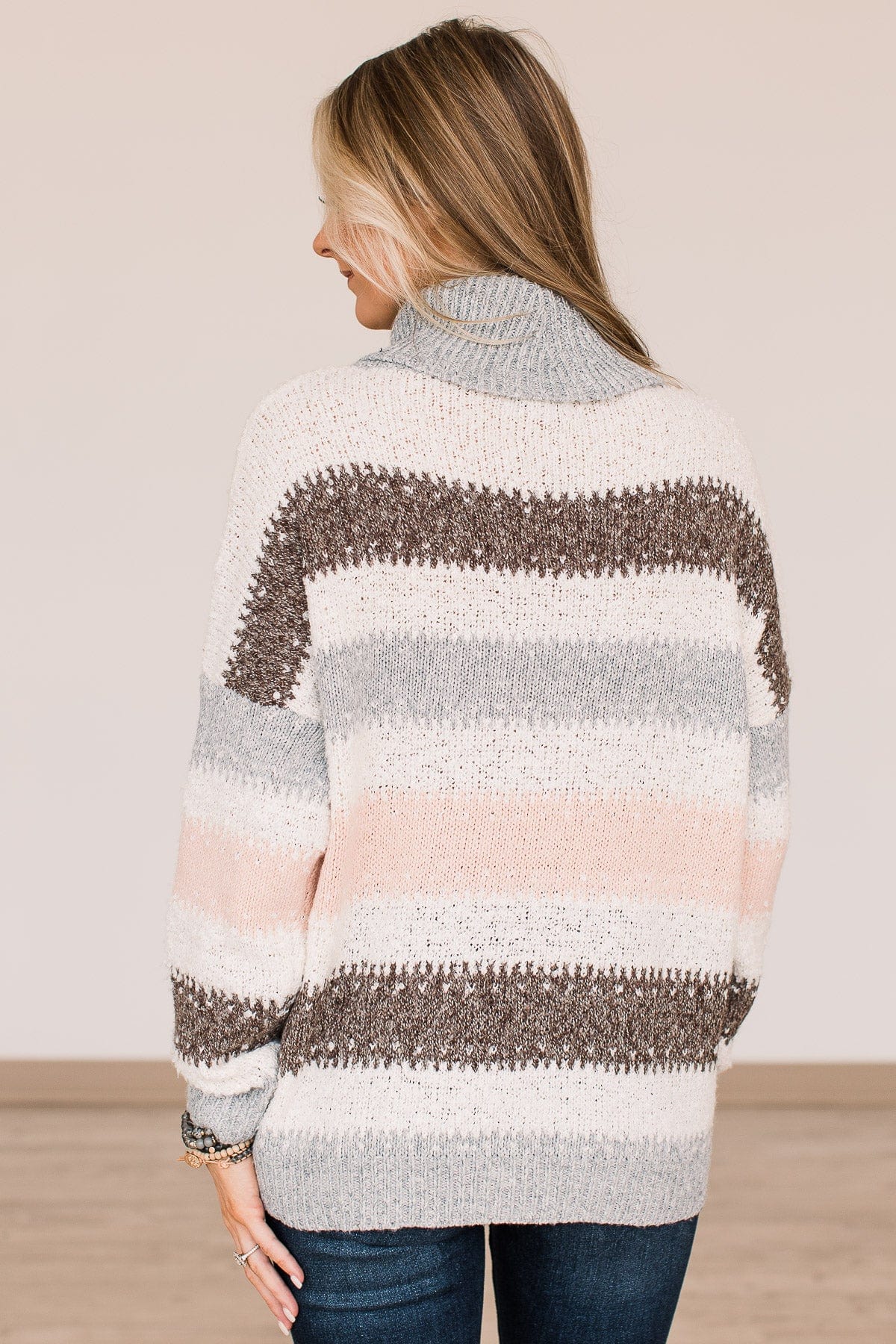 Winds Of Change Turtleneck Sweater- Ivory & Grey - Image 7