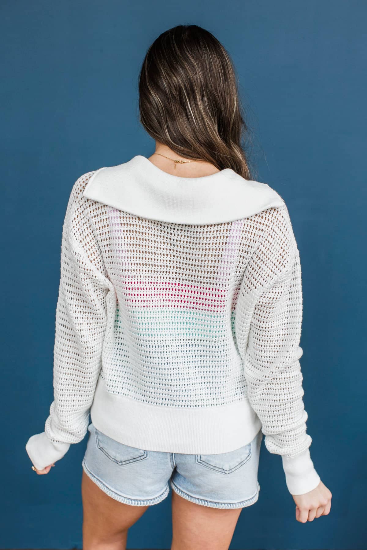 Winning Hearts Zip Up Knit Jacket- White - Image 8