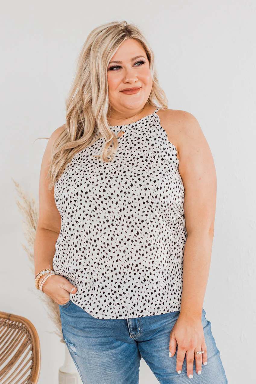Winning Wardrobe Spotted Tank Top- Black & Ivory - Image 2