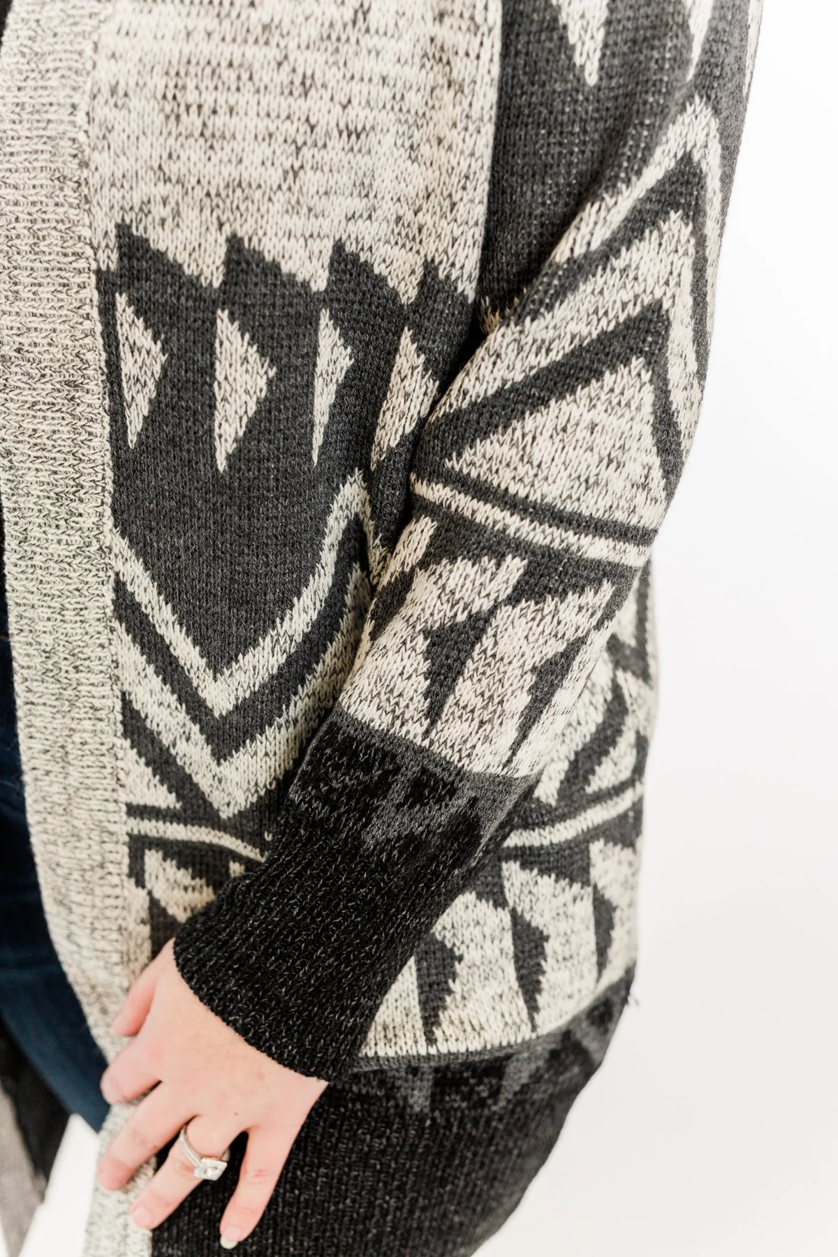 Winter Breeze Heavy Knit Cardigan- Grey & Charcoal - Image 4