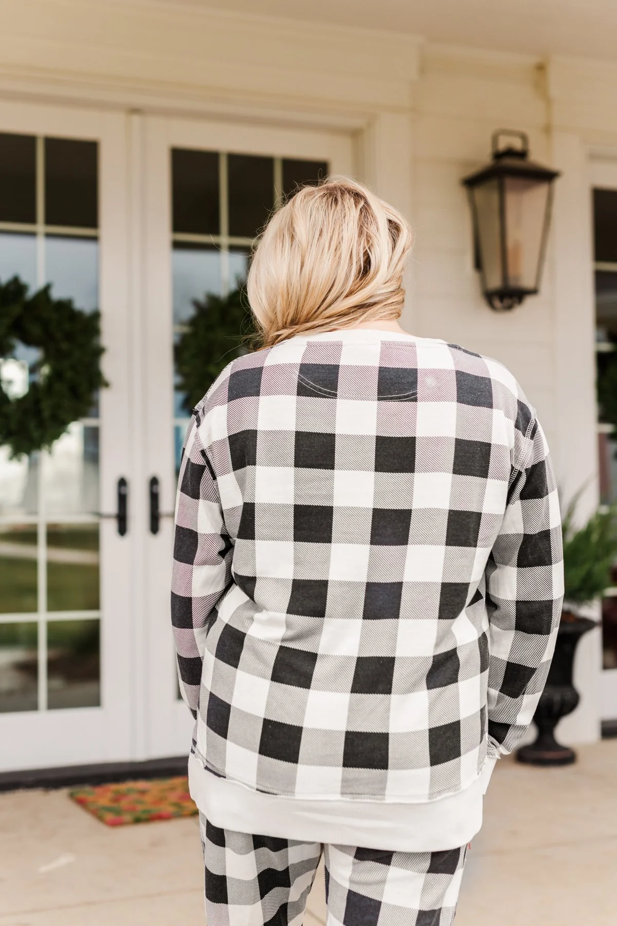 Winter Dreams Buffalo Plaid Top- Black & White - Image 12