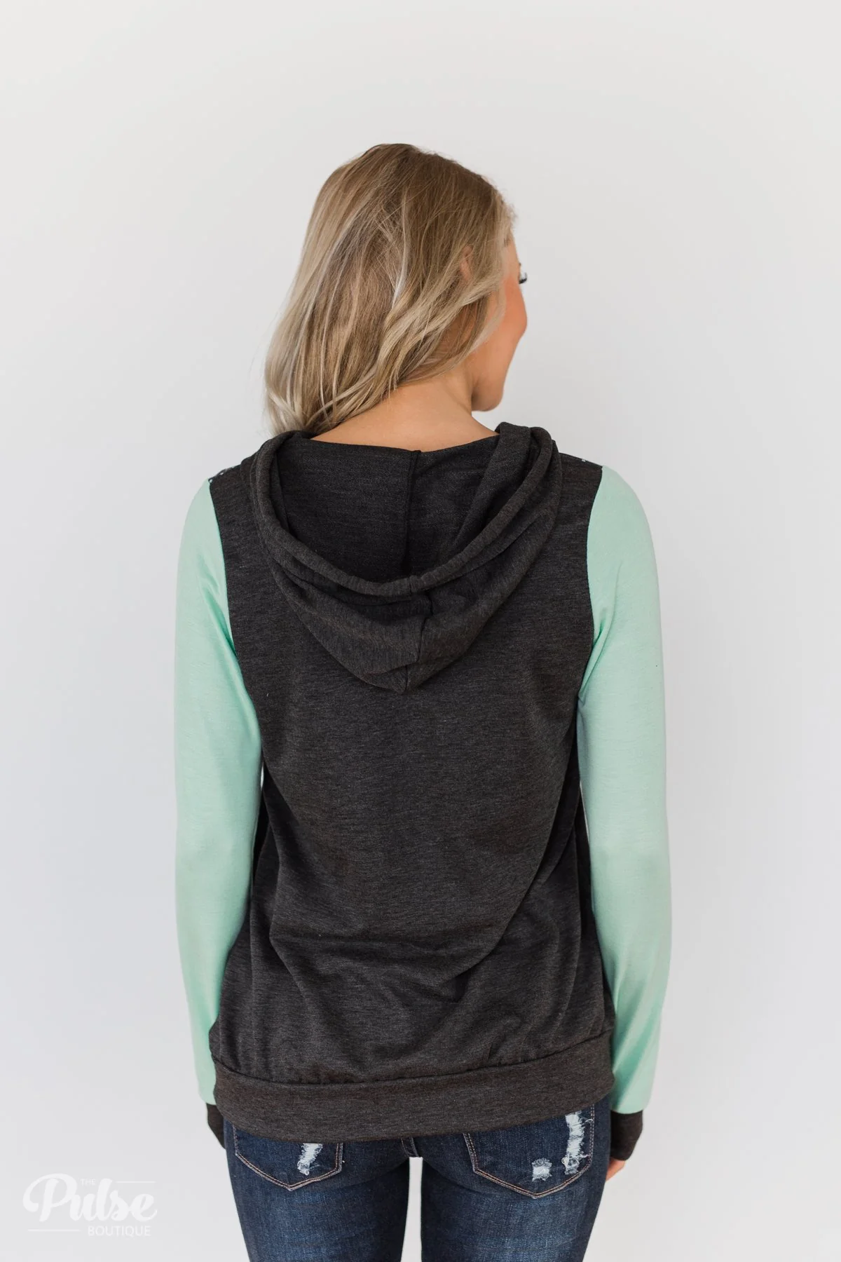 Winter Is Coming Snowflake Hoodie- Mint & Charcoal - Image 9