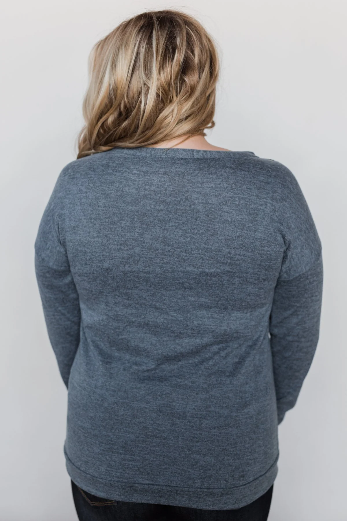 Winter Nights Lace Trimmed Top - Slate Blue - Image 11