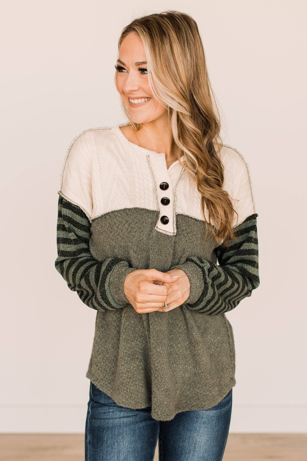 Winter Views Long Sleeve Knit Top- Dusty Olive - Image 4