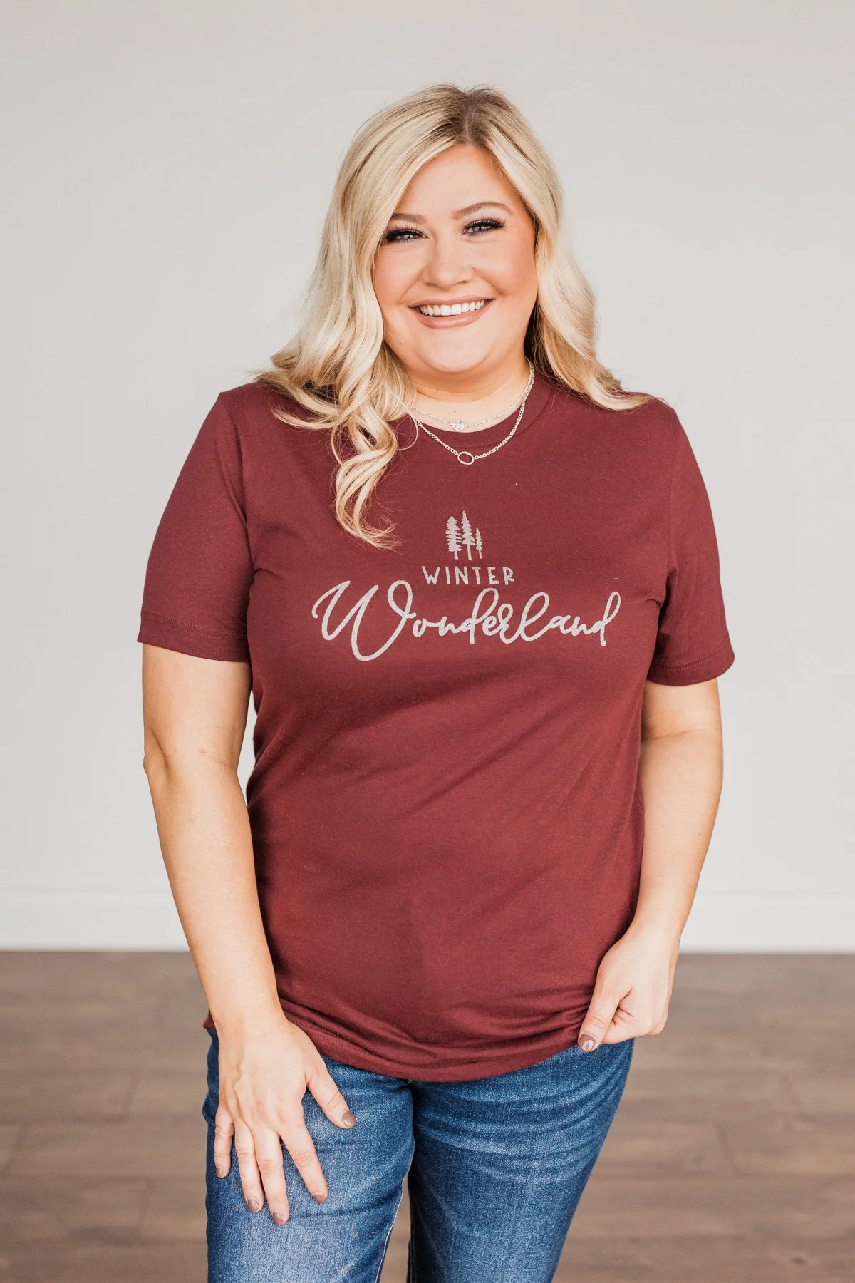 "Winter Wonderland" Graphic Tee- Burgundy - Image 6