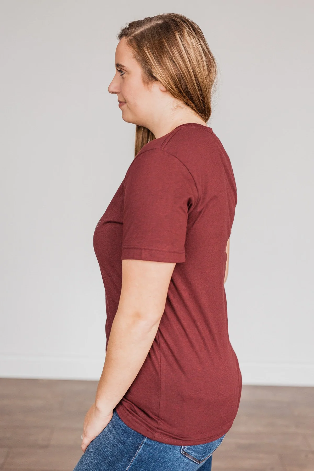 "Winter Wonderland" Graphic Tee- Burgundy - Image 8