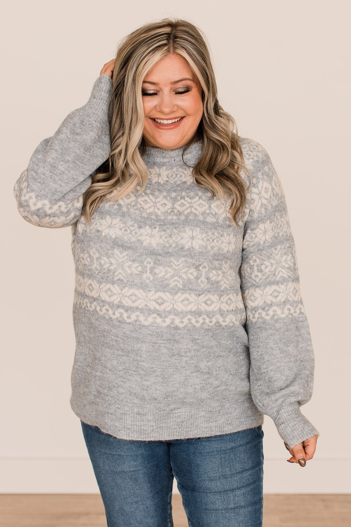 Winter Wonders Knit Sweater- Grey - Image 3