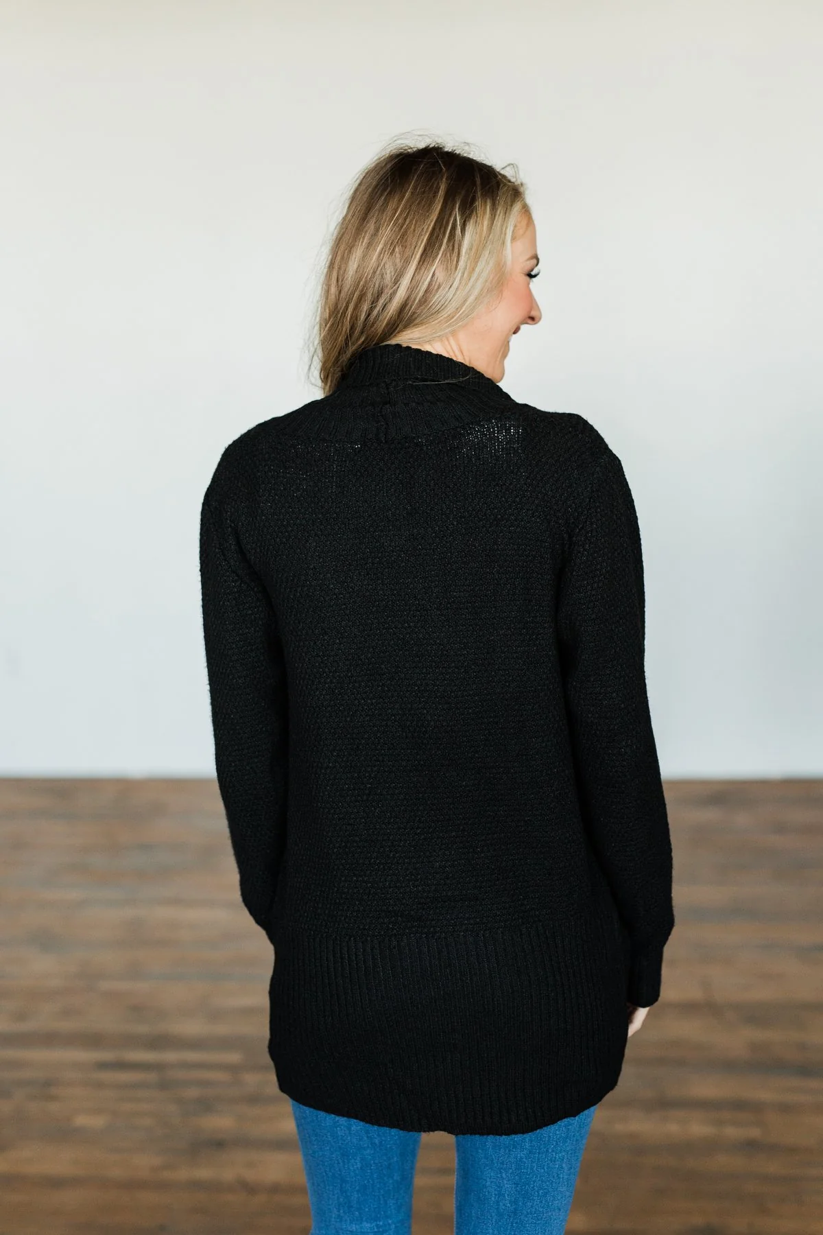 Wish You Well Knit Drape Cardigan- Black - Image 6