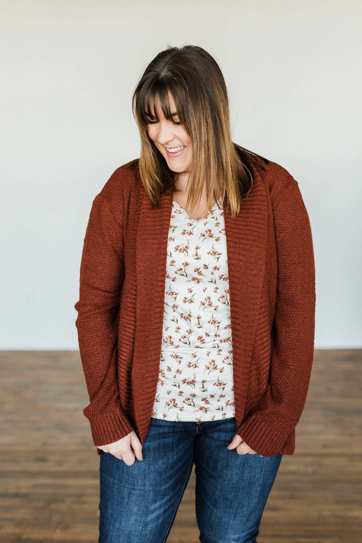 Wish You Well Knit Drape Cardigan- Dark Brick - Image 7