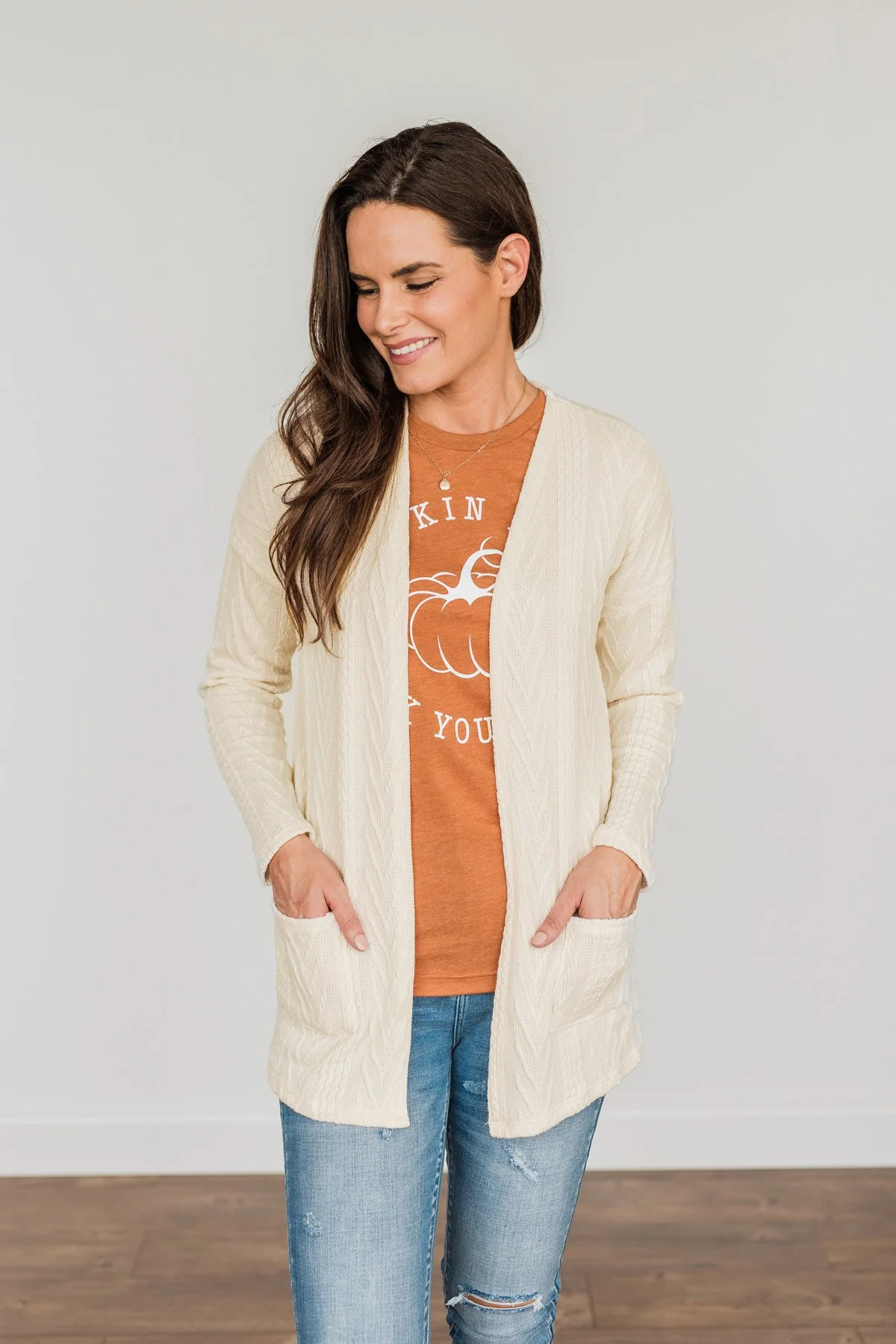 Wish You Were Here Knit Cardigan- Ivory - Image 3