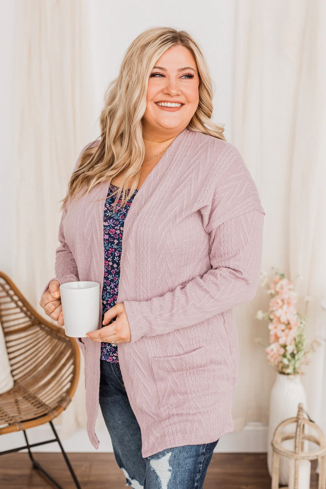 Wish You Were Here Knit Cardigan- Lavender - Image 3
