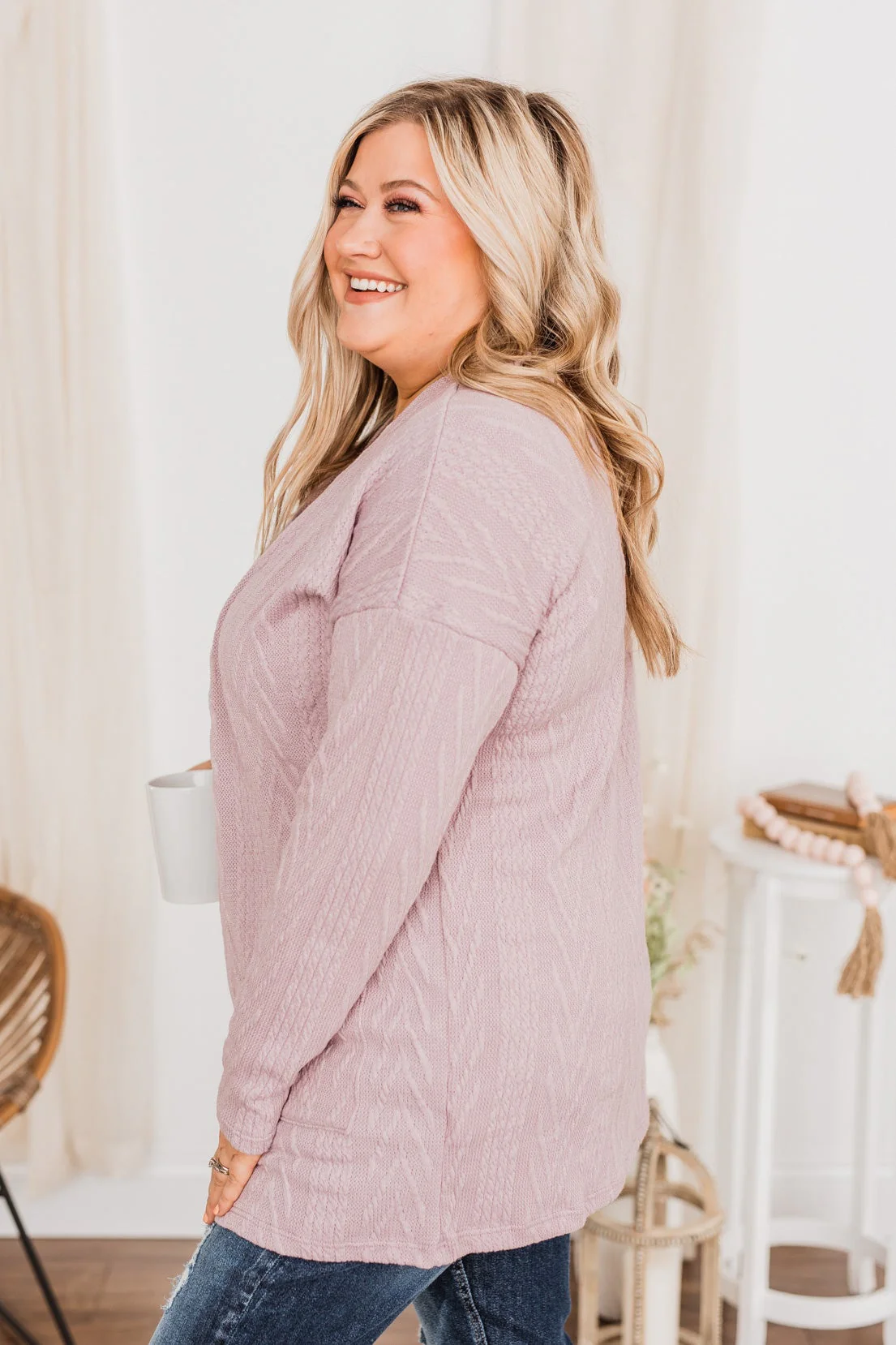 Wish You Were Here Knit Cardigan- Lavender - Image 5