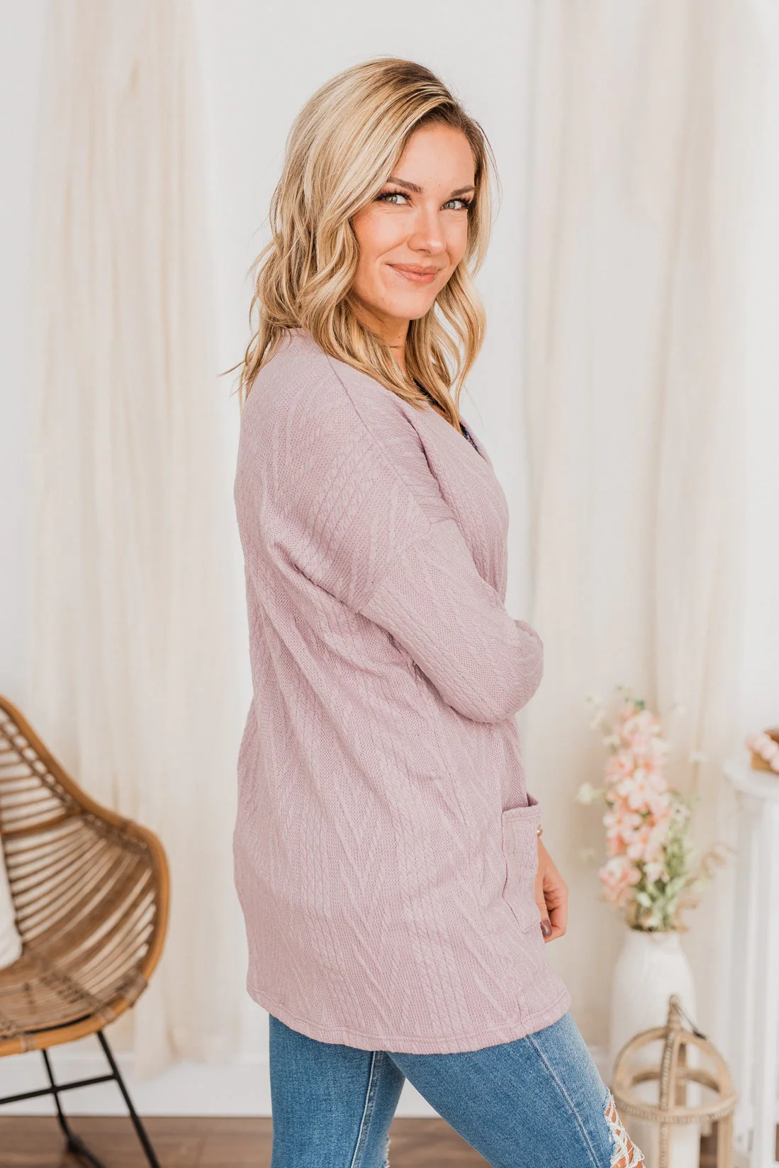 Wish You Were Here Knit Cardigan- Lavender - Image 6