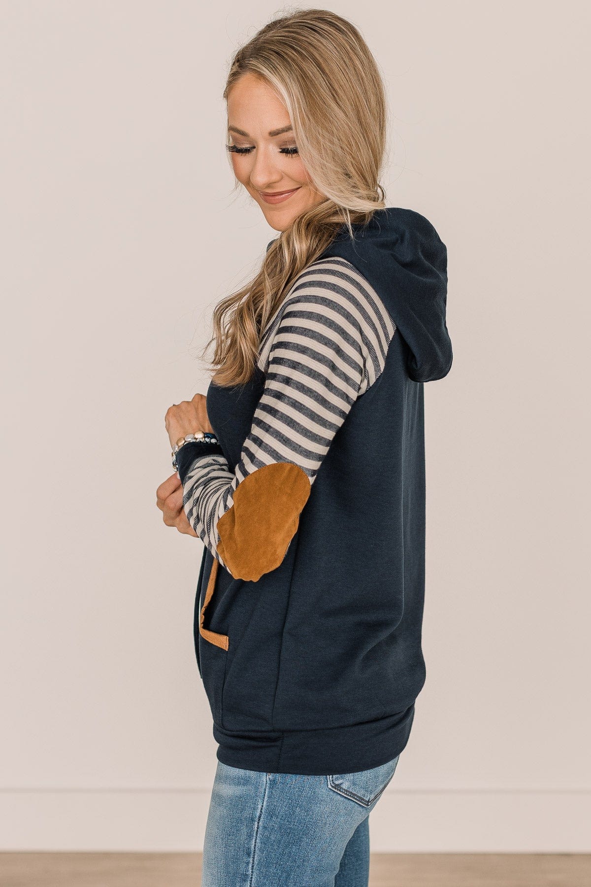 Wished For This Lightweight Hoodie- Navy - Image 2