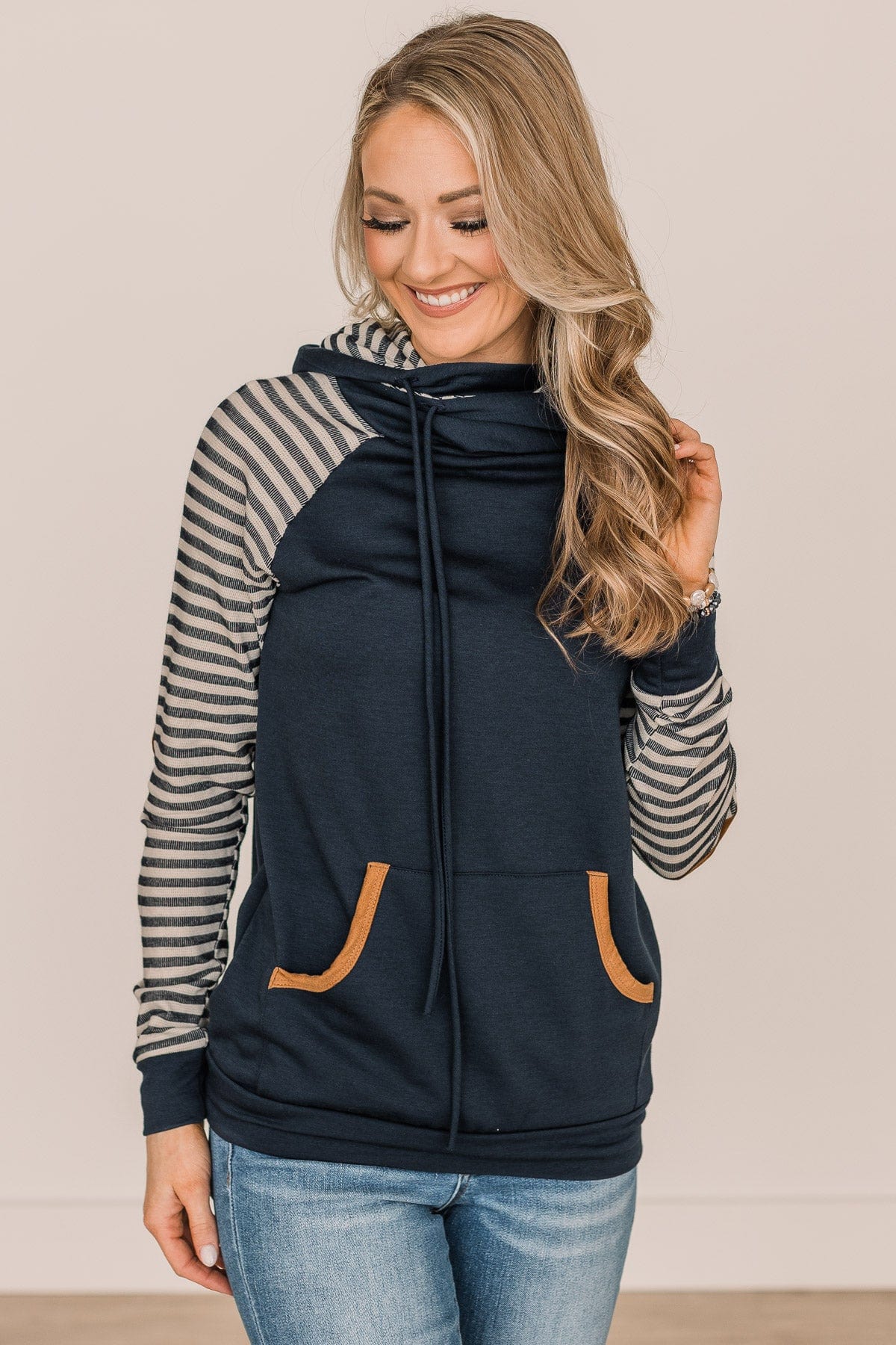 Wished For This Lightweight Hoodie- Navy - Image 4
