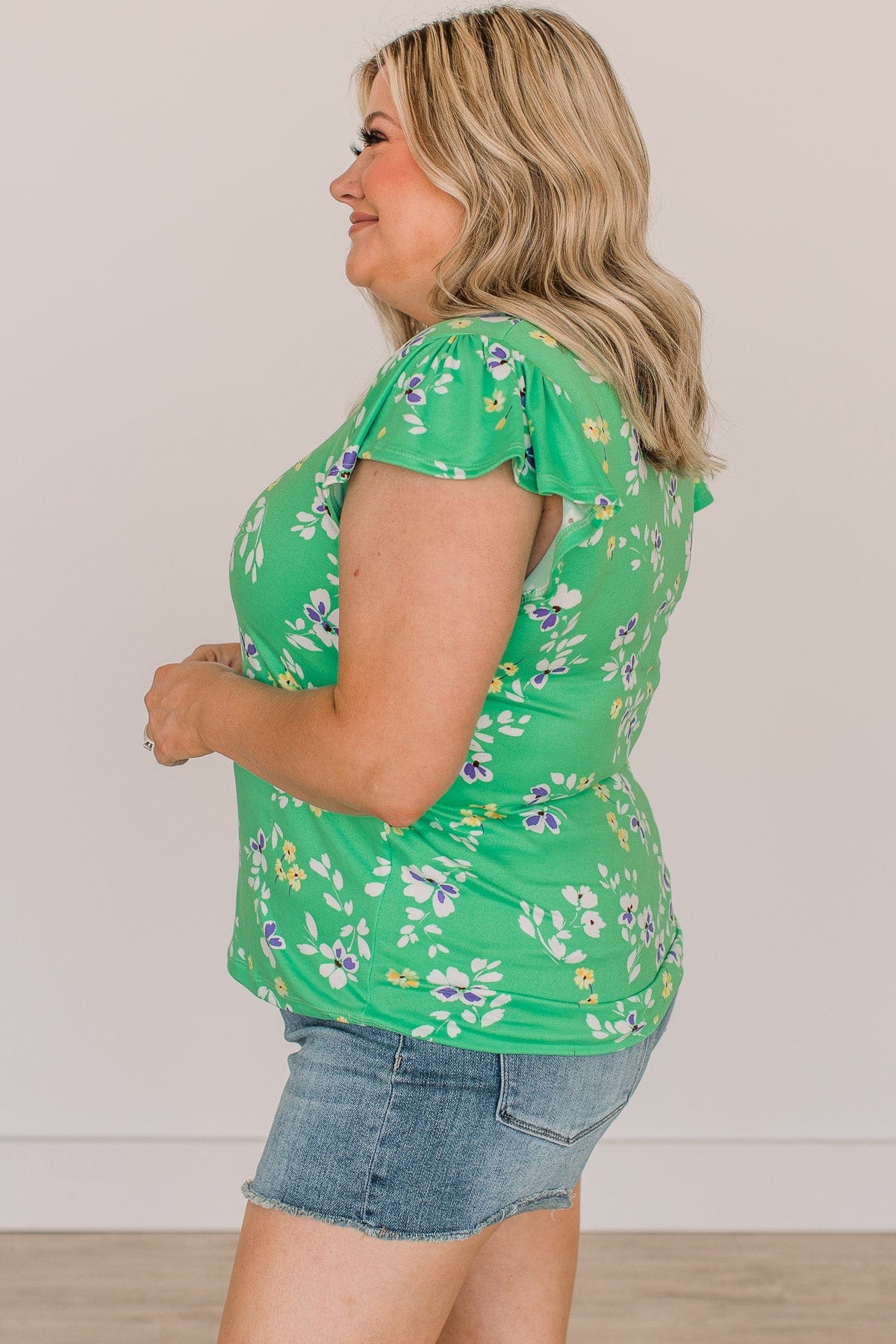 Wishful Heart Floral Top- Green - Image 6