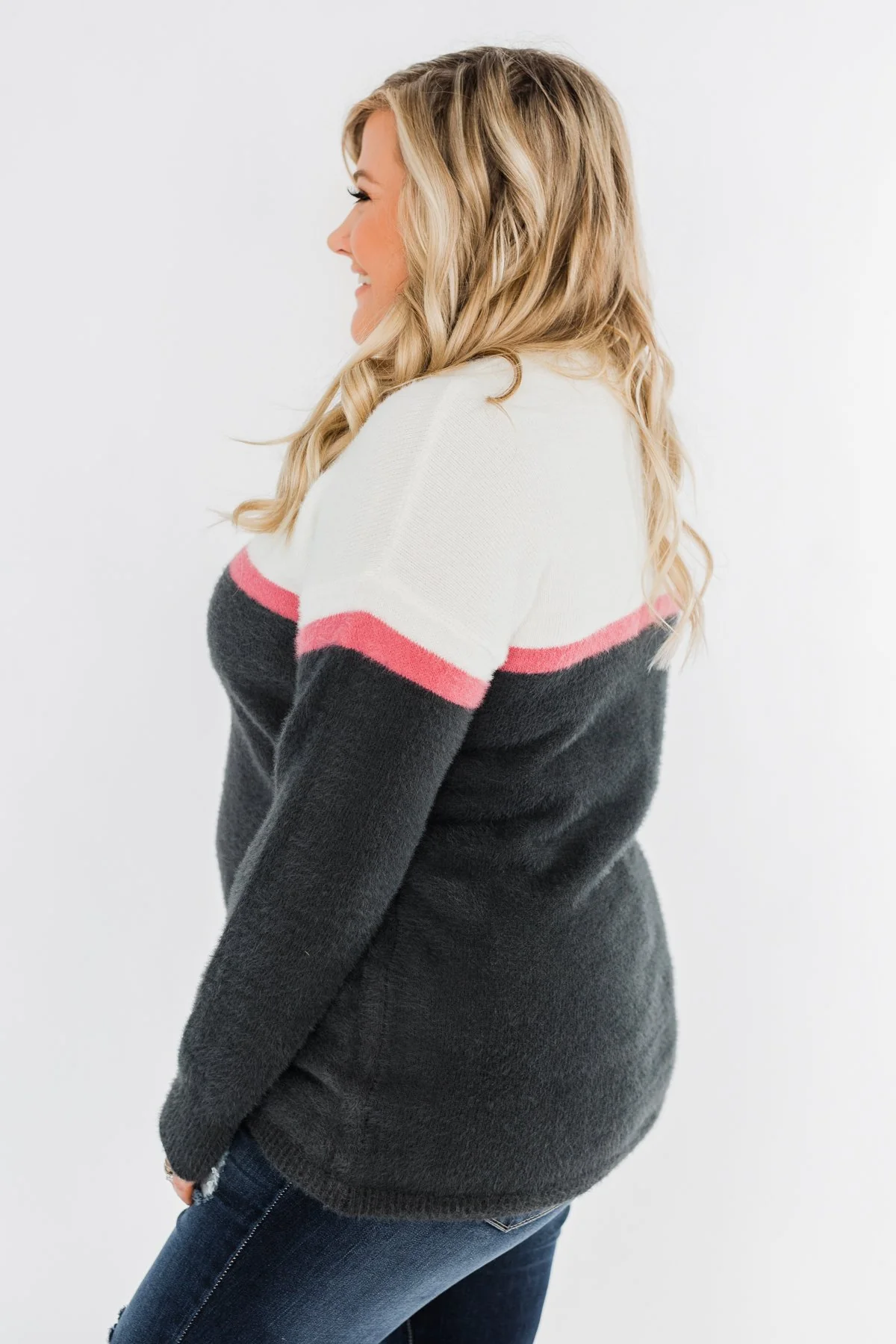 Wishing For You Color Block Sweater- Ivory & Charcoal - Image 7