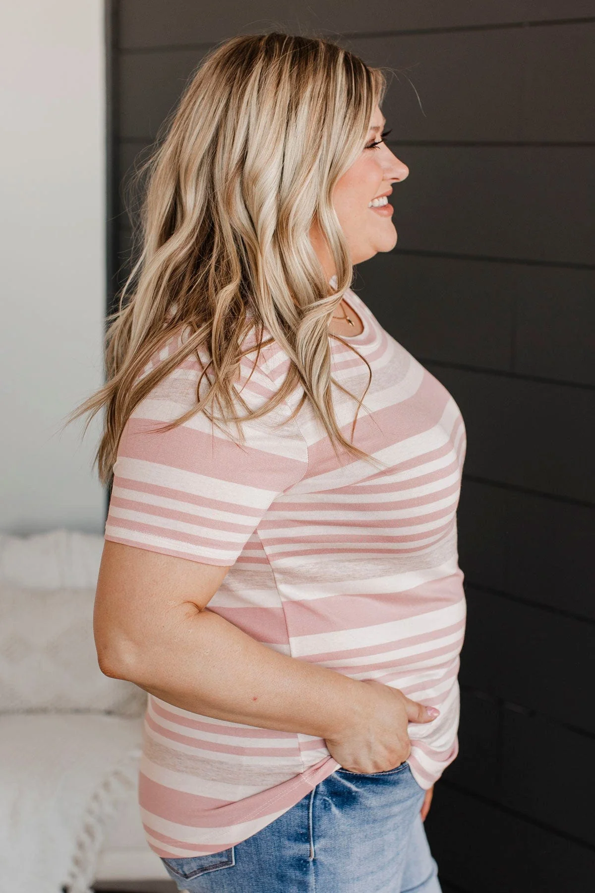 Wishing On You Striped Top- Blush - Image 6