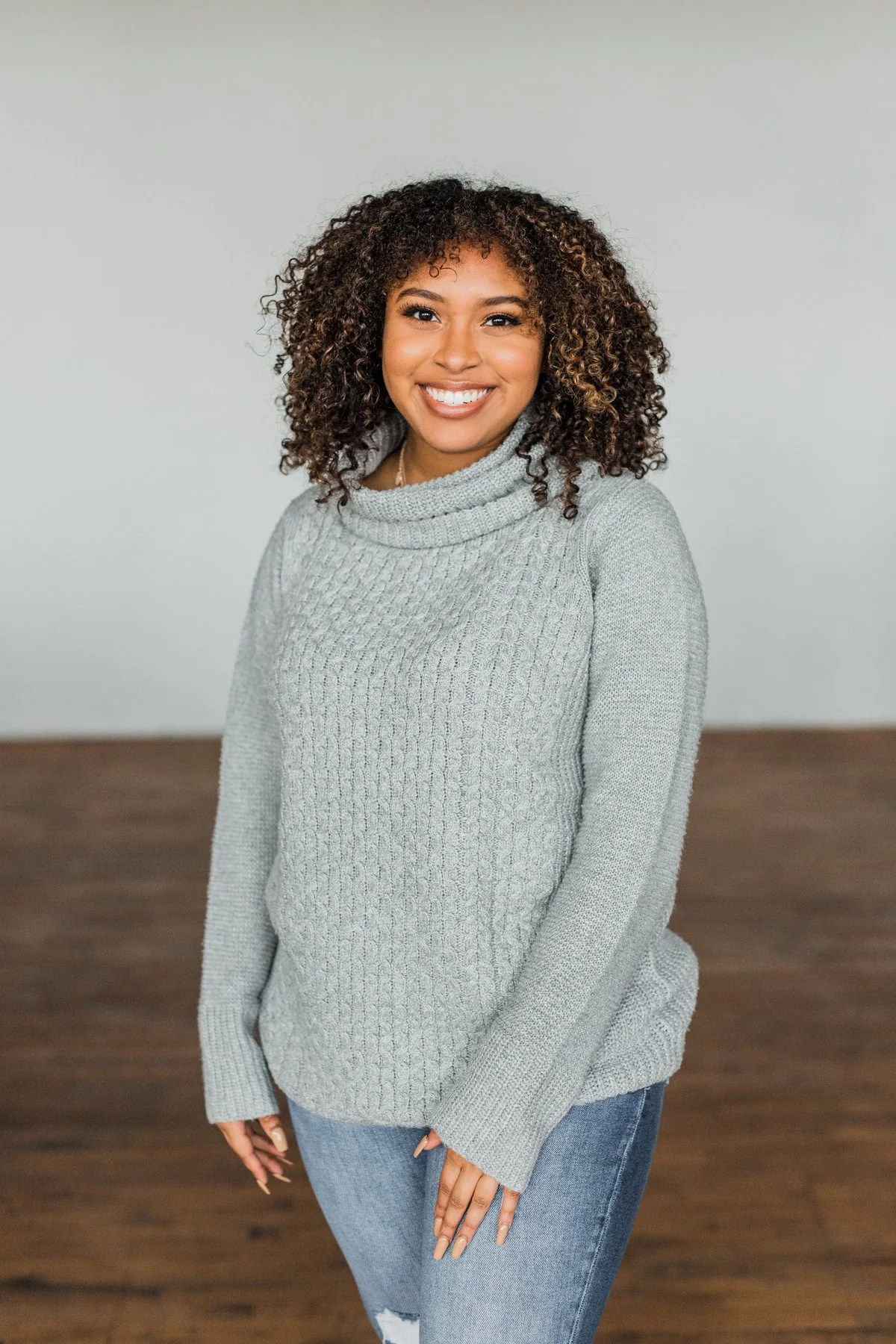 Wishing You Well Knit Turtleneck Sweater- Grey - Image 5