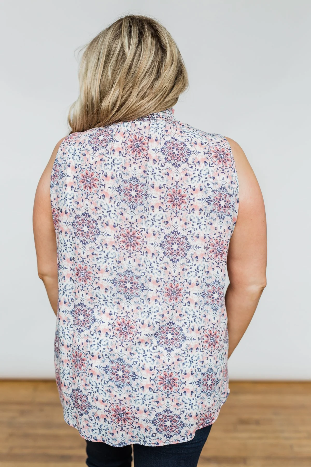 With A Smile Geo Print Tank Top- Mauve & Blue - Image 13